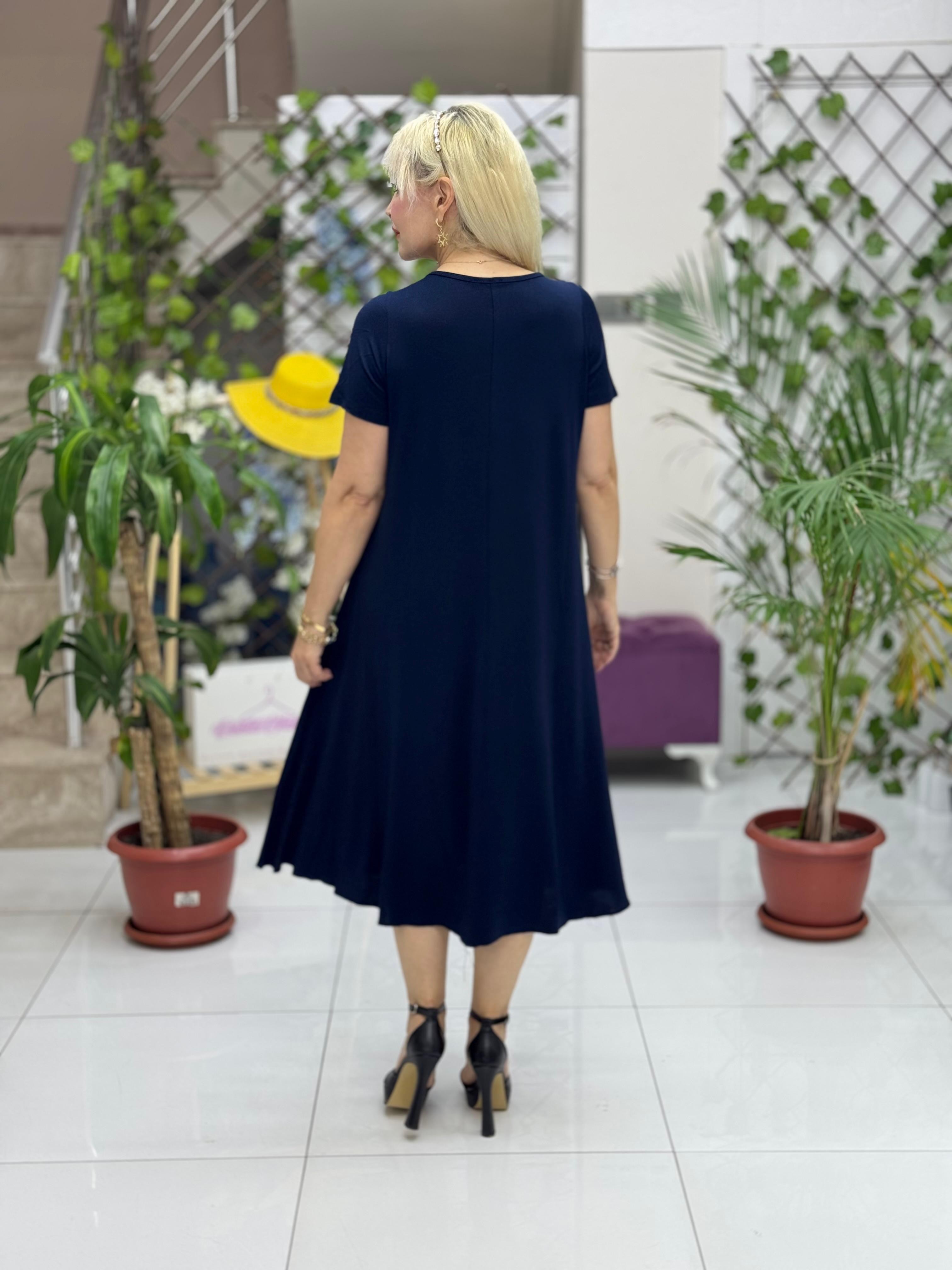 A6340 Vestido Algodón Peinado Negro Amarillo