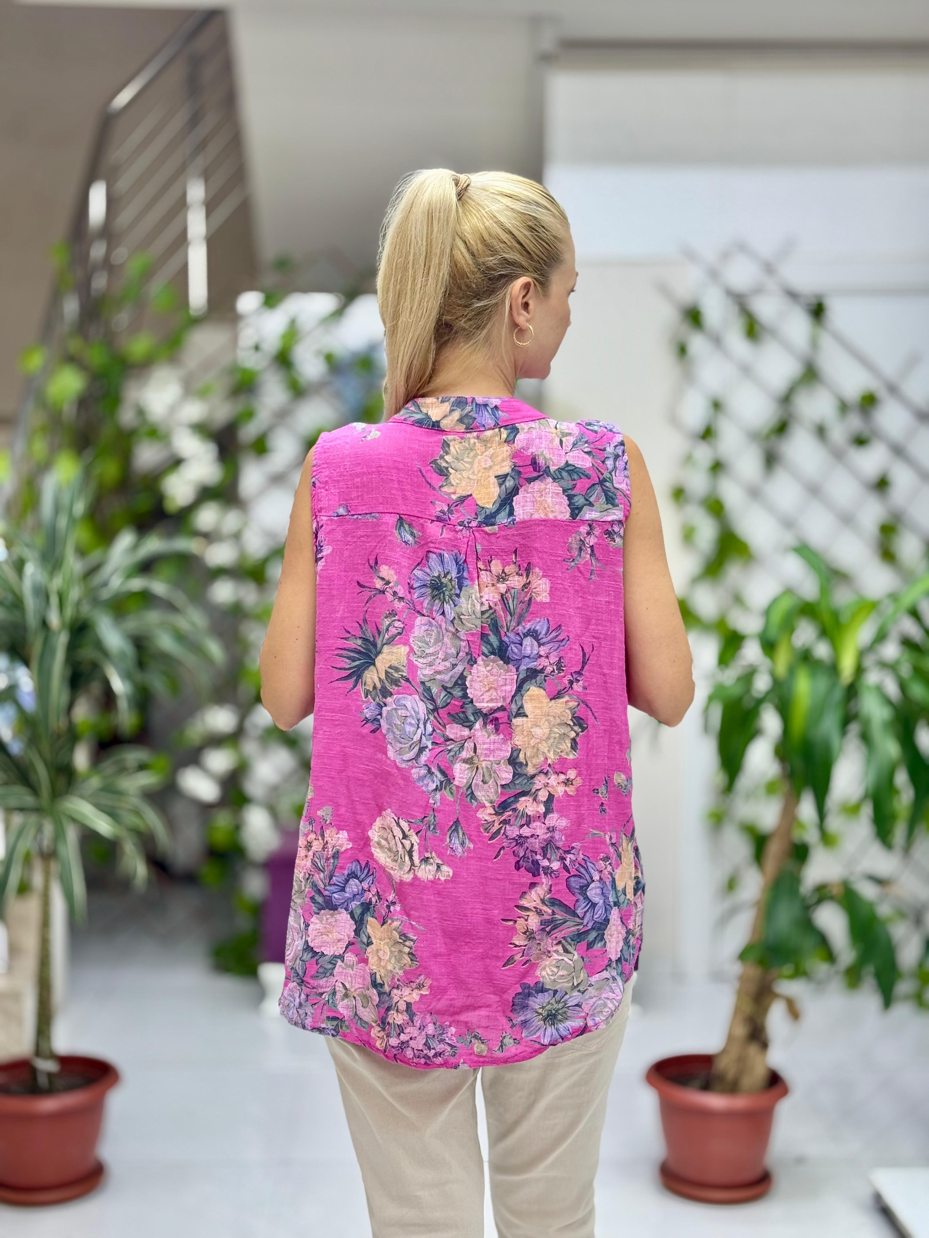 LS8819D Kolsuz Pamukketen Cepli İtalyan Bluz Pembe