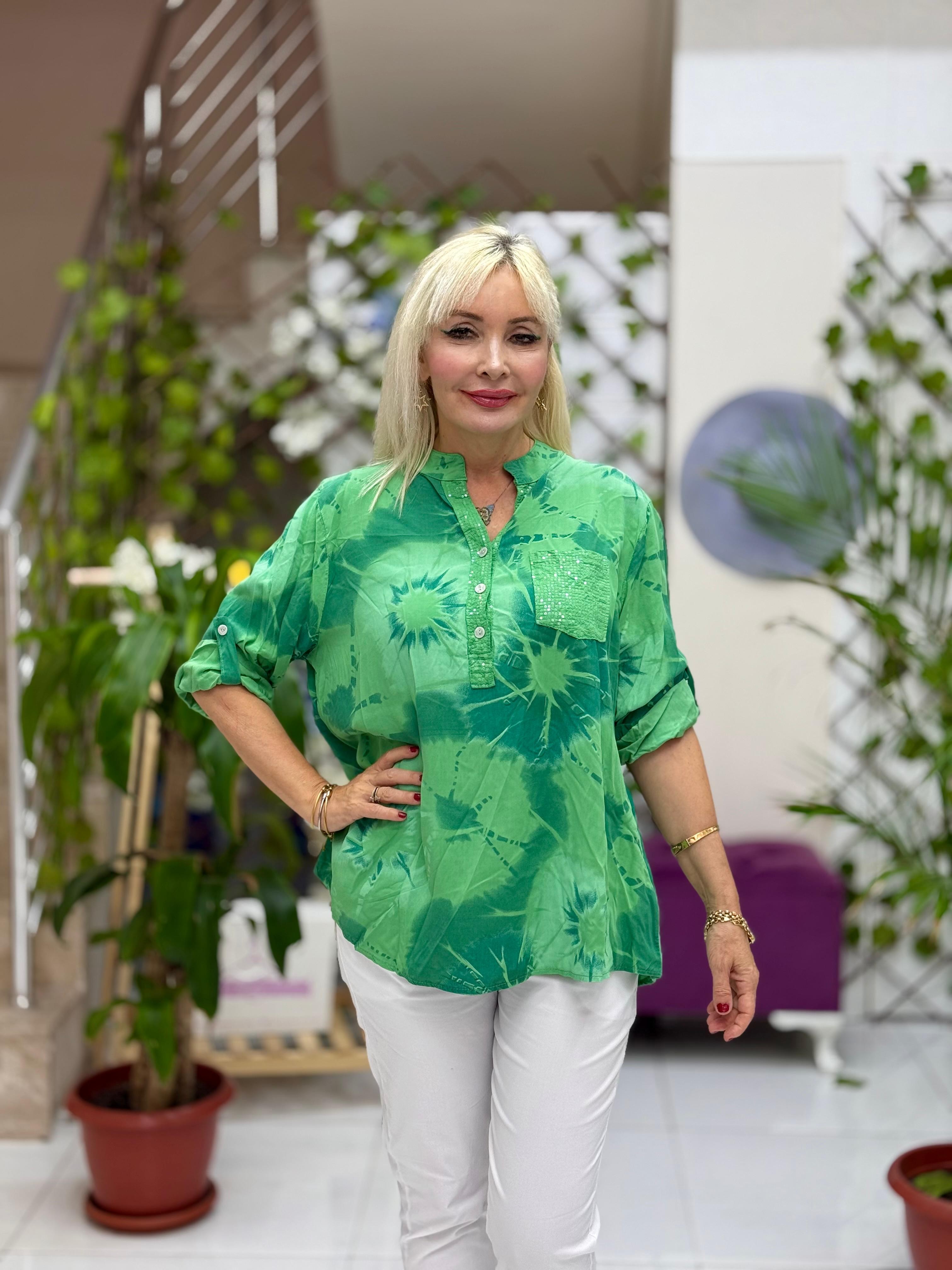NC15420 İtalyan Coton Bluz Yeşil