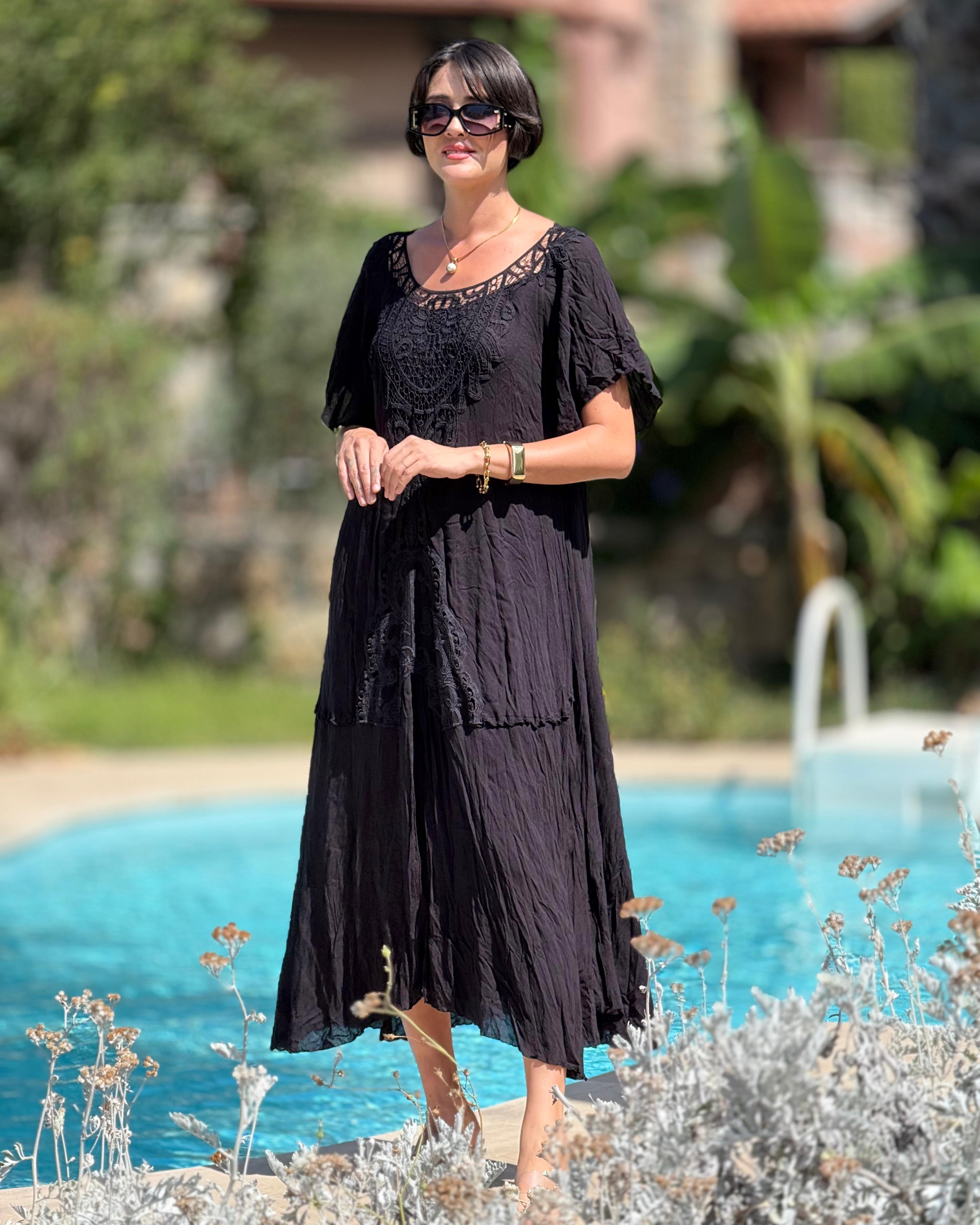 VL1420 Hürrem Vual Elbise Siyah