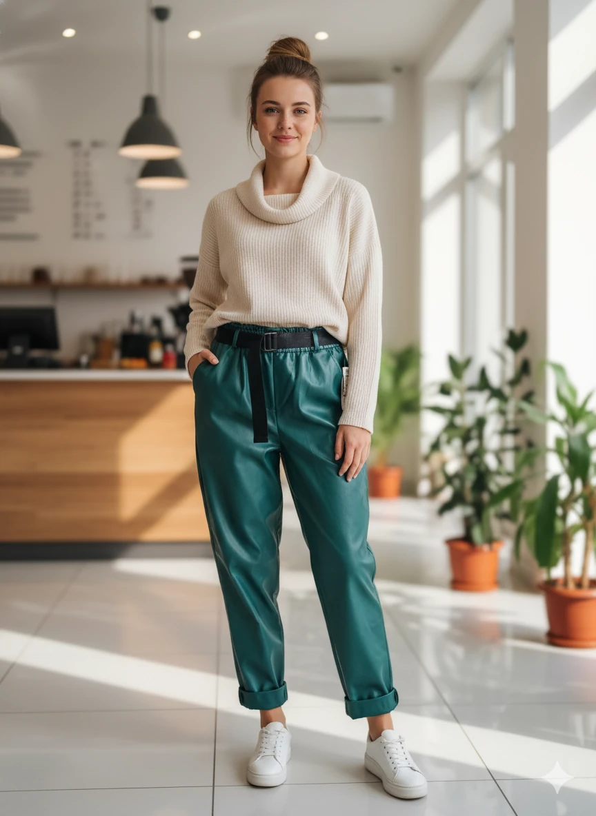 NC8600 İtalyan Deri Pantolon Petrol