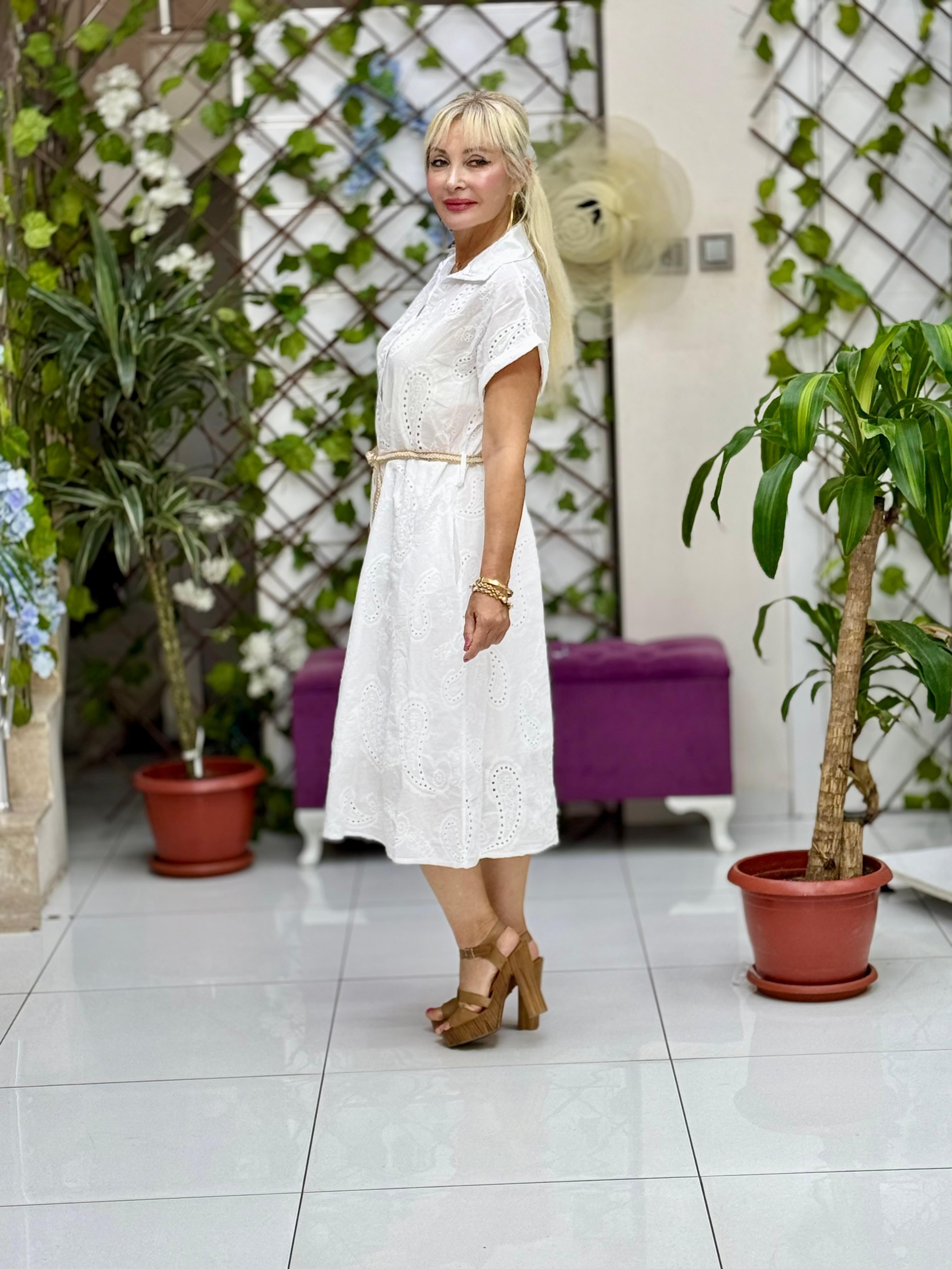 N20725 Vestido de algodón italiano Rosa