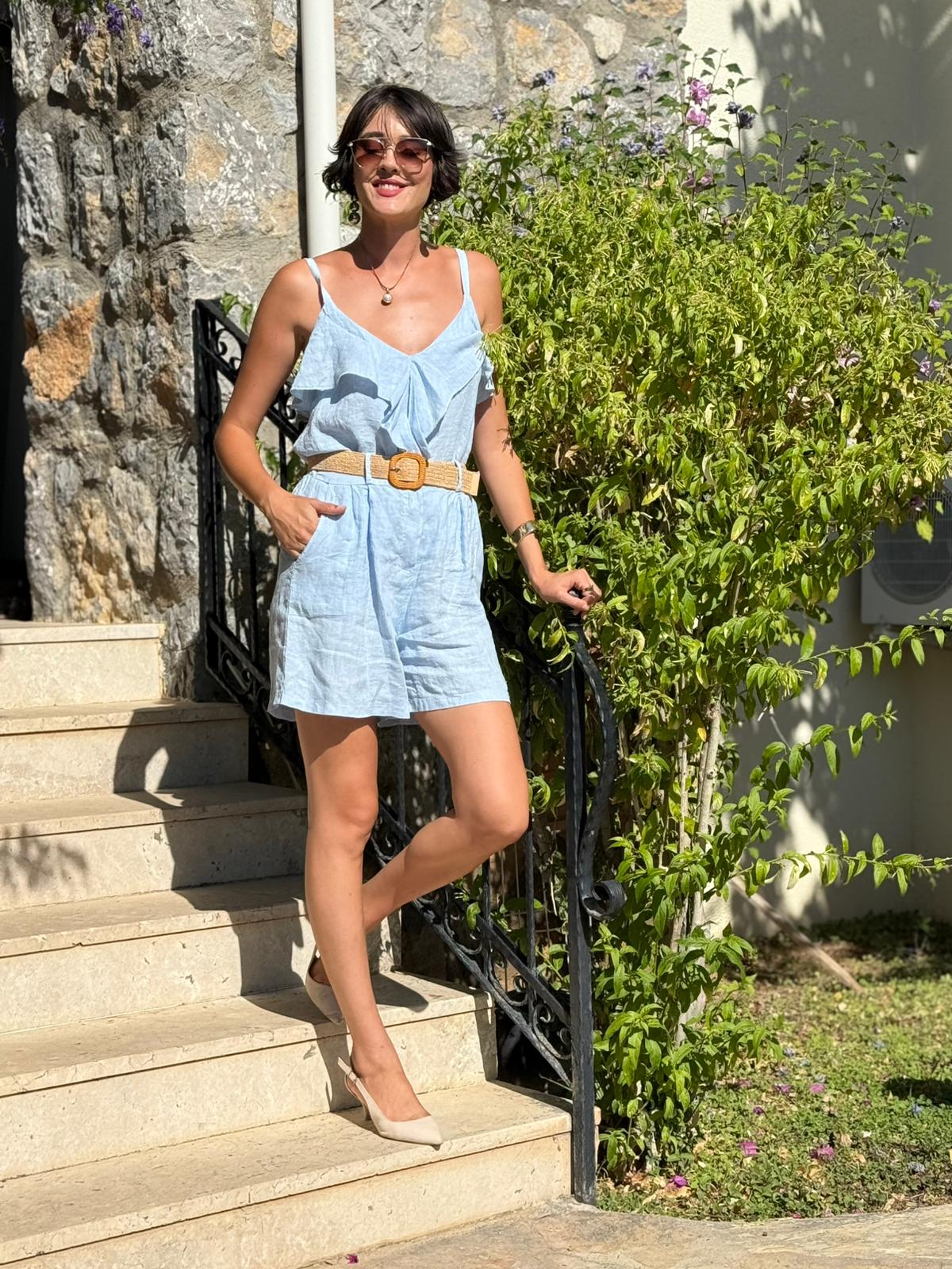 N10661 Traje Italiano Lino Ciruela