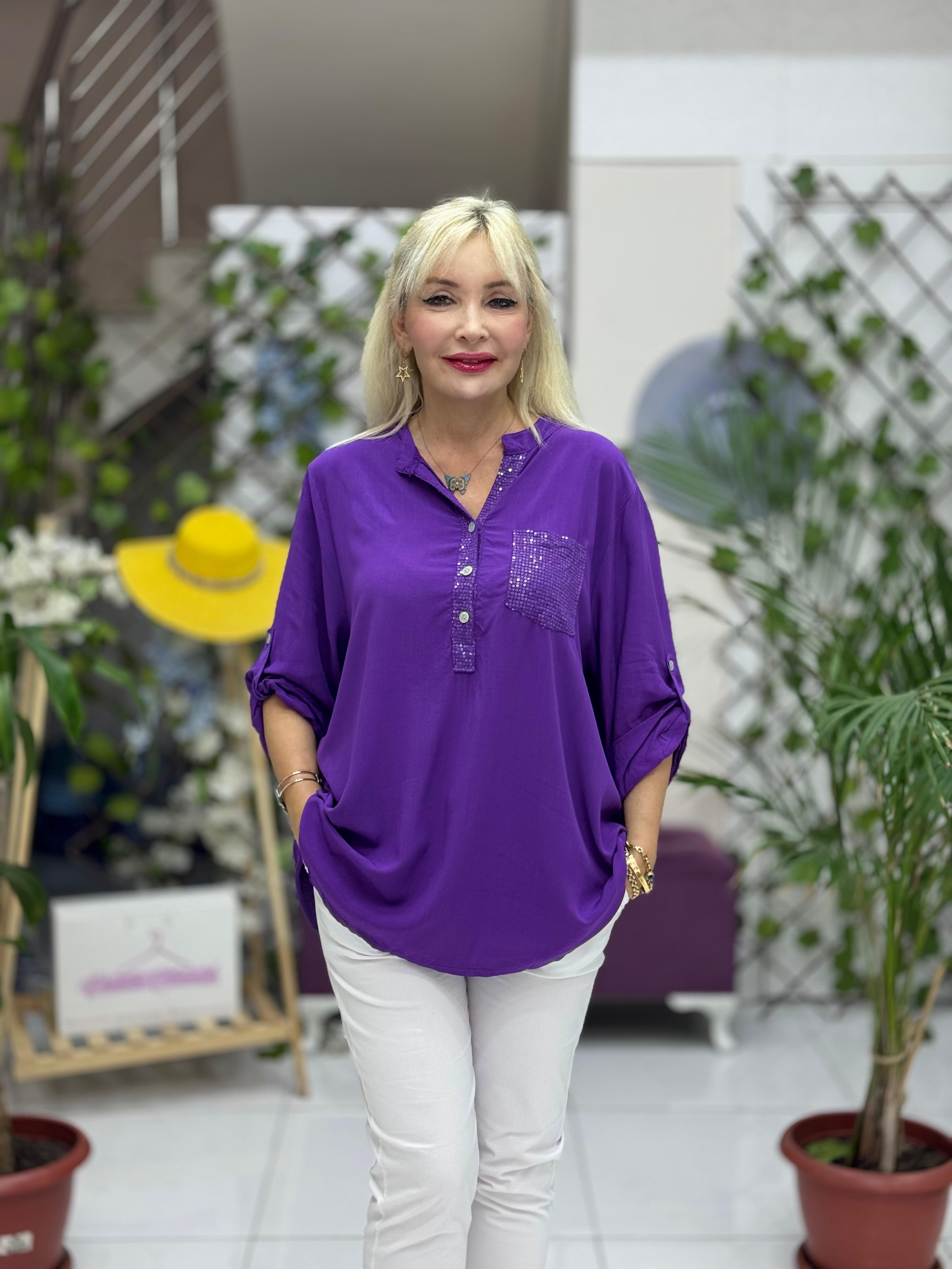 NC15460 İtalyan Coton Bluz Mor