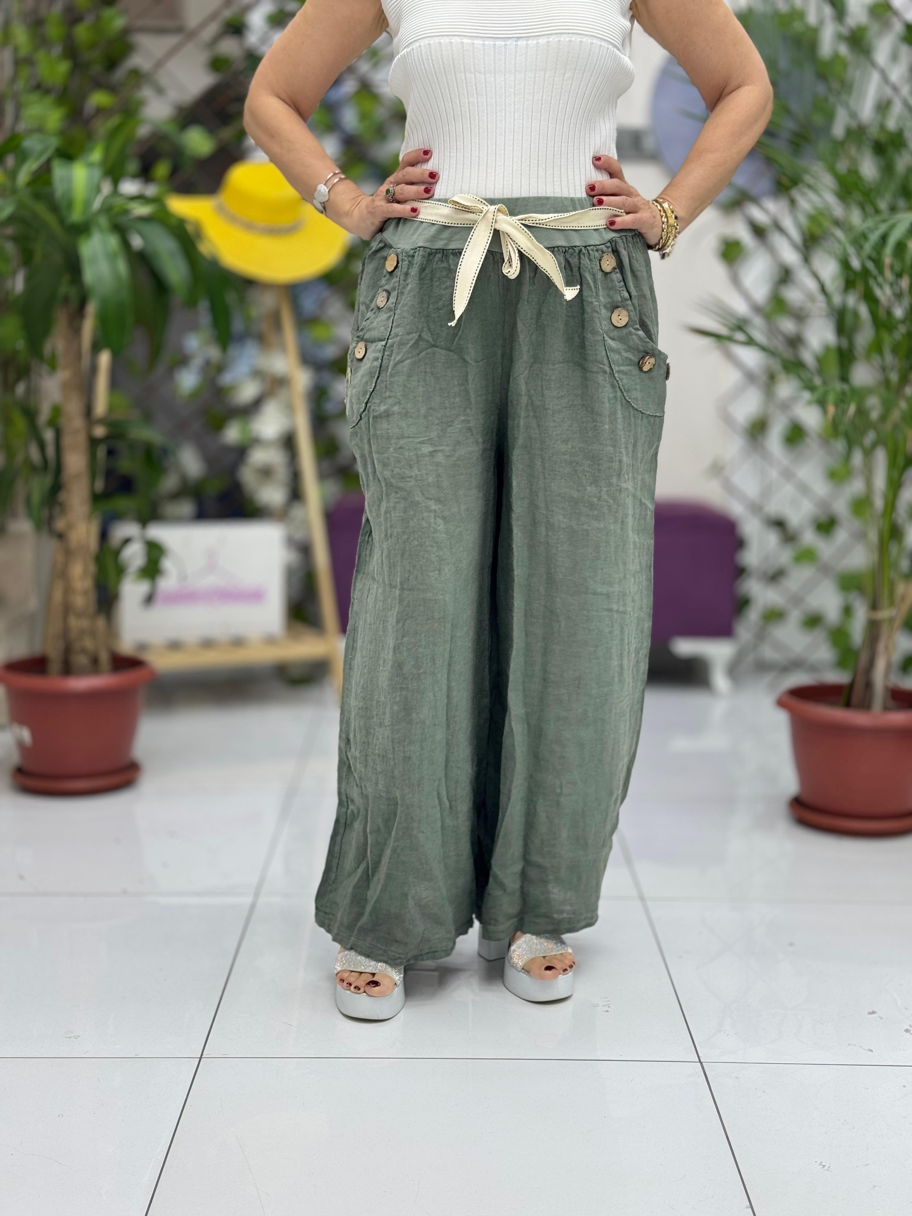 NC2613 İtalyan Keten Pantolon Haki
