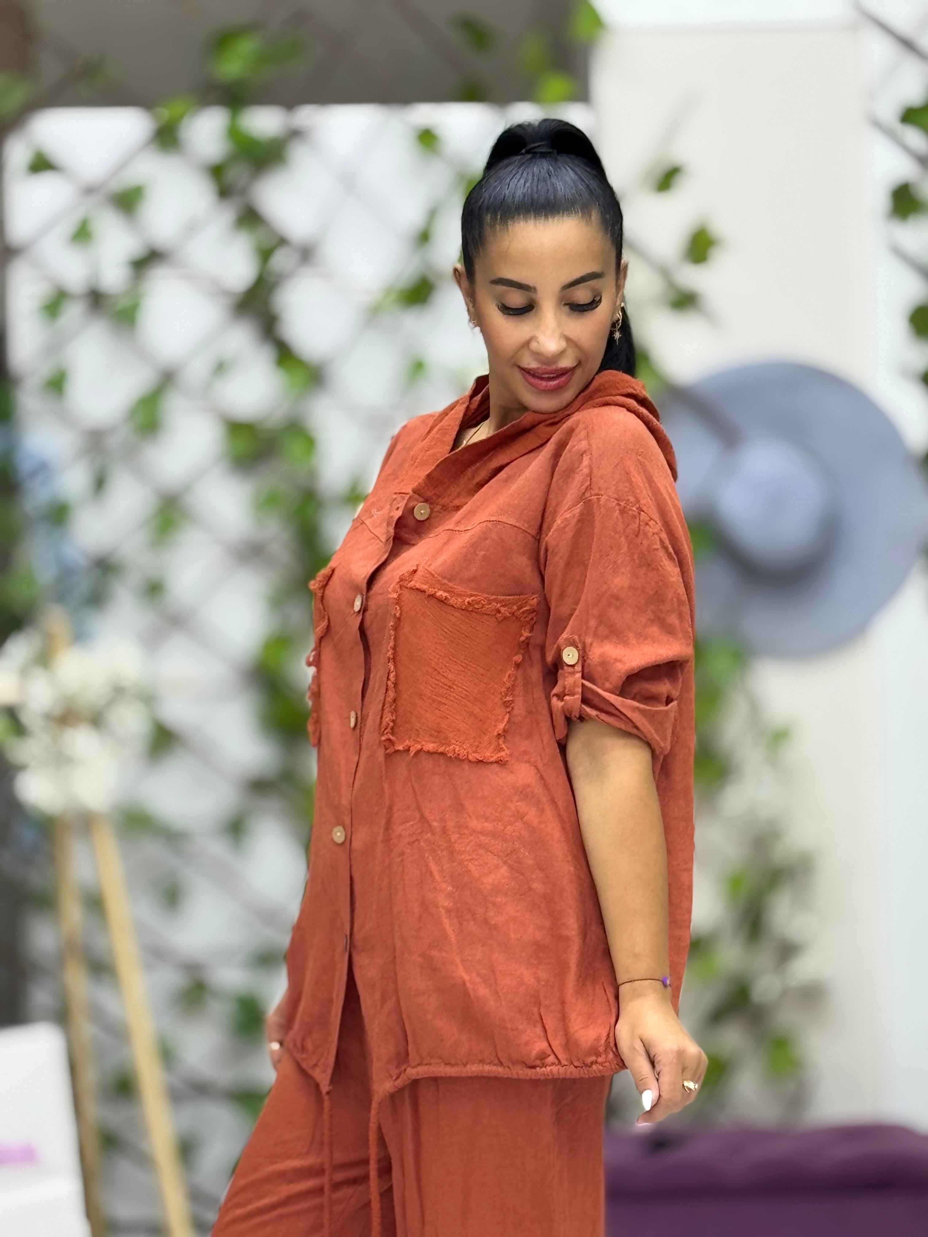 N10661 Traje Italiano Lino Ciruela