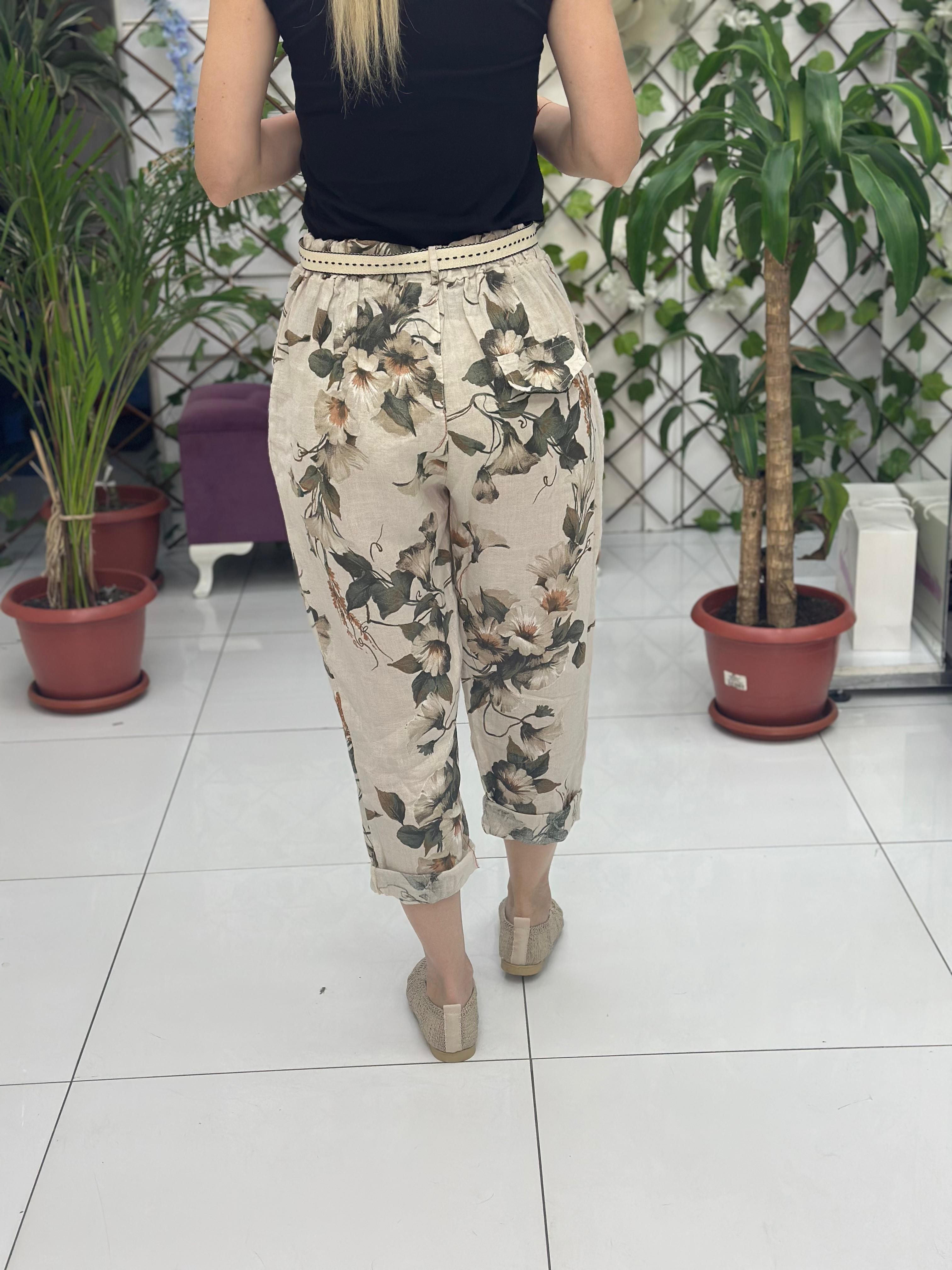 P3082 PANTALÓN LINO ITALIANO MARRÓN