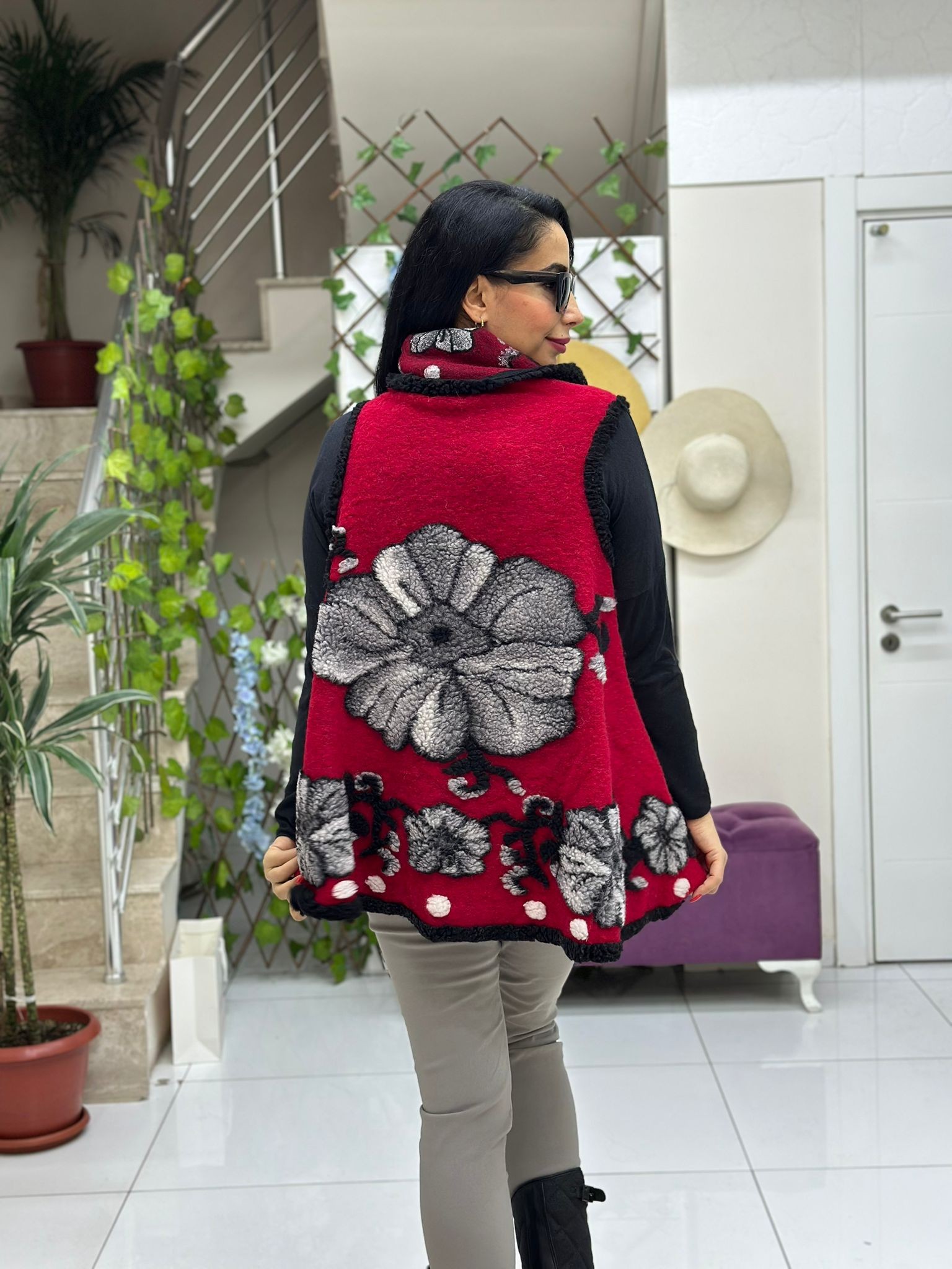 LS82434 İtalyan Keçe Yelek Kırmızı