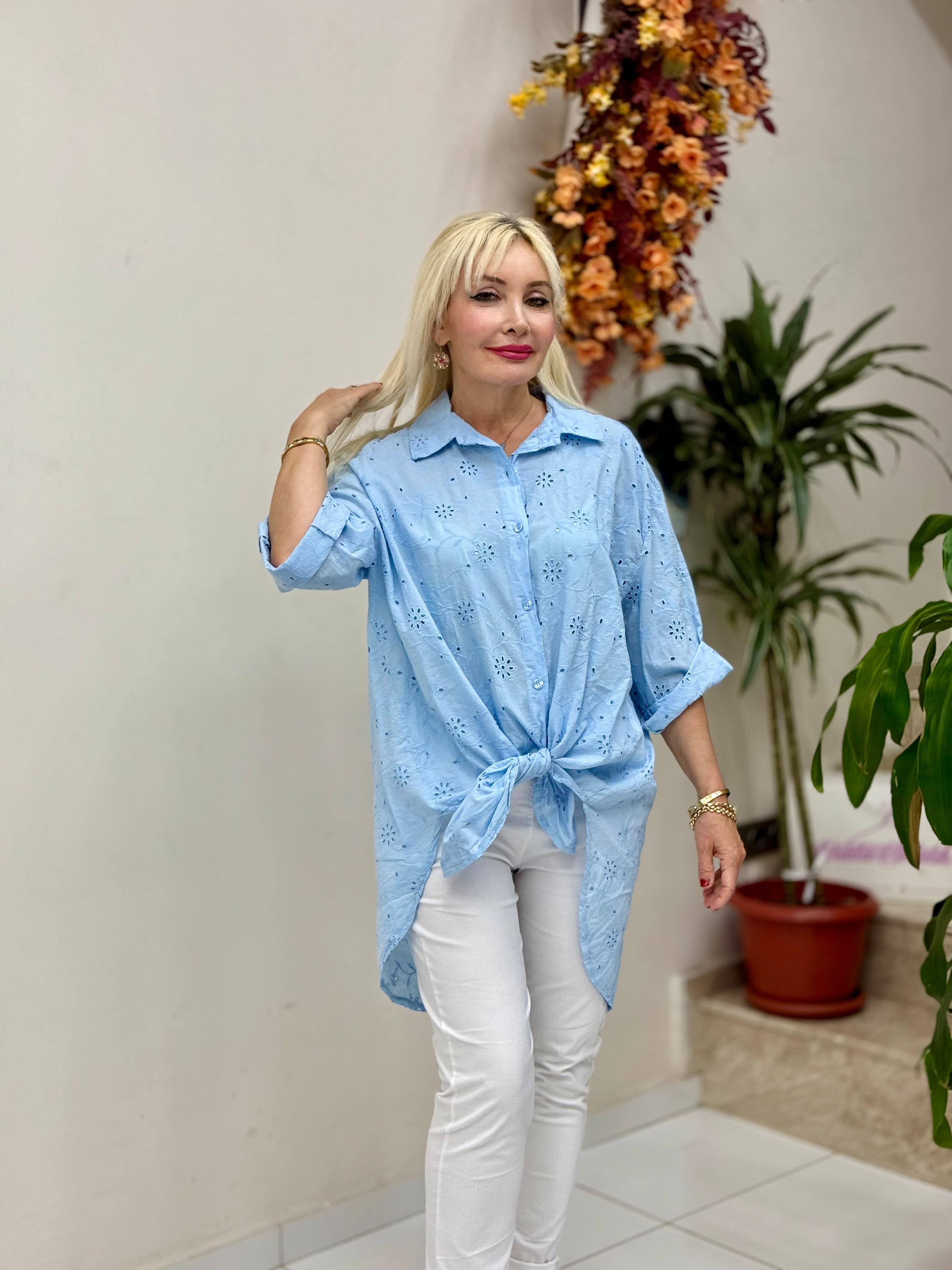 YG1360 İtalyan Brodeli Tunik Gömlek Bebemavi