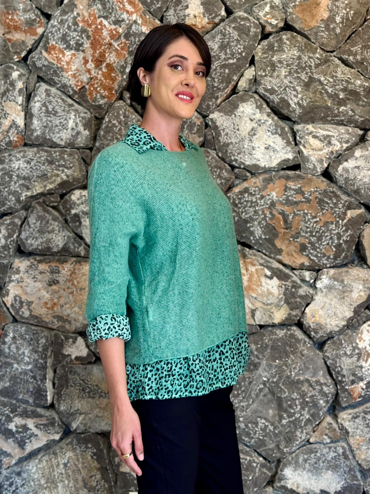 P6811 Prendas de punto con estampado de camuflaje Caqui