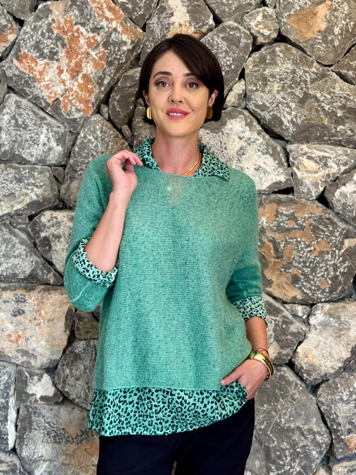 P6811 Prendas de punto con estampado de camuflaje Caqui