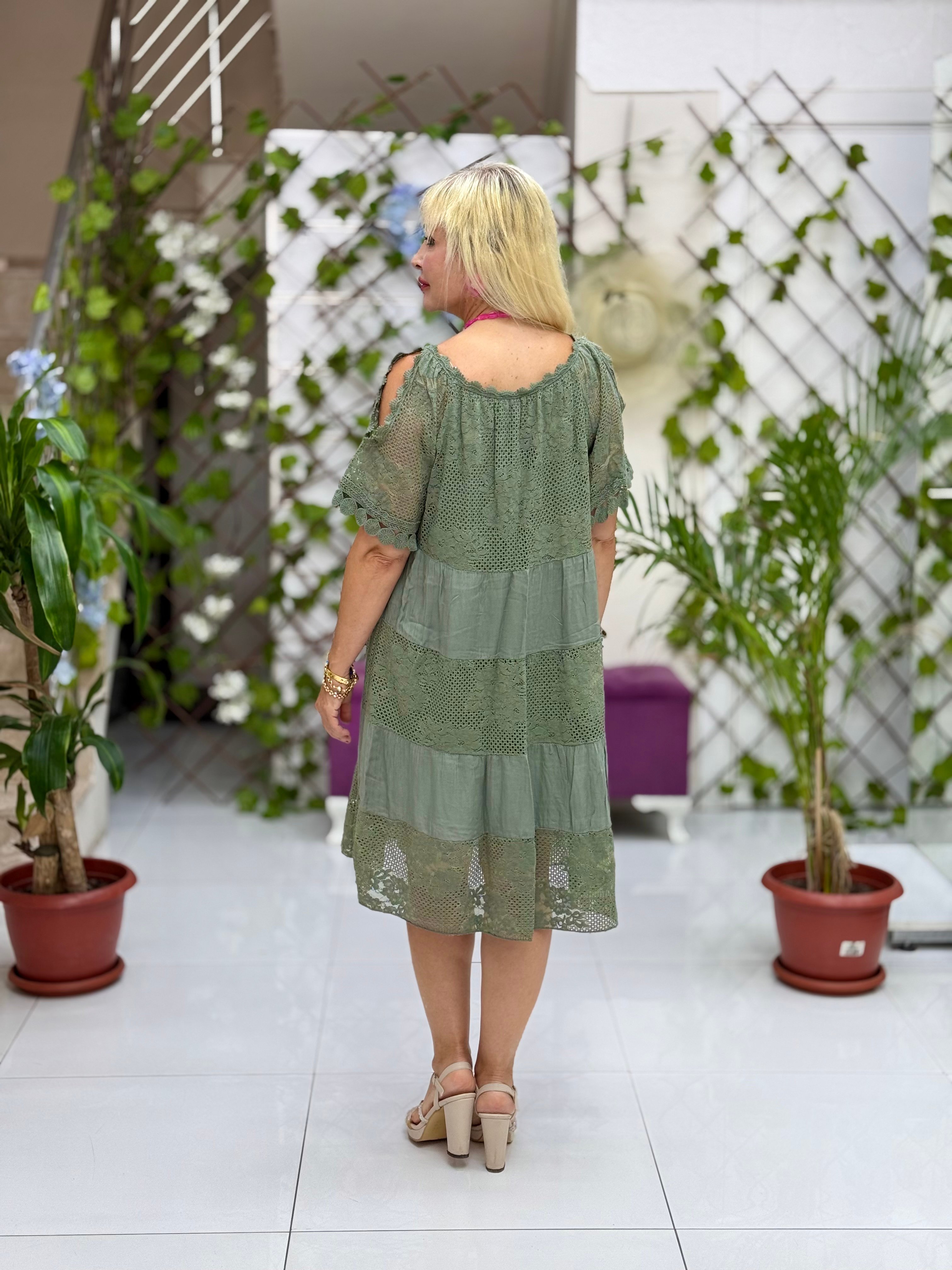 N20725 Vestido de algodón italiano Rosa
