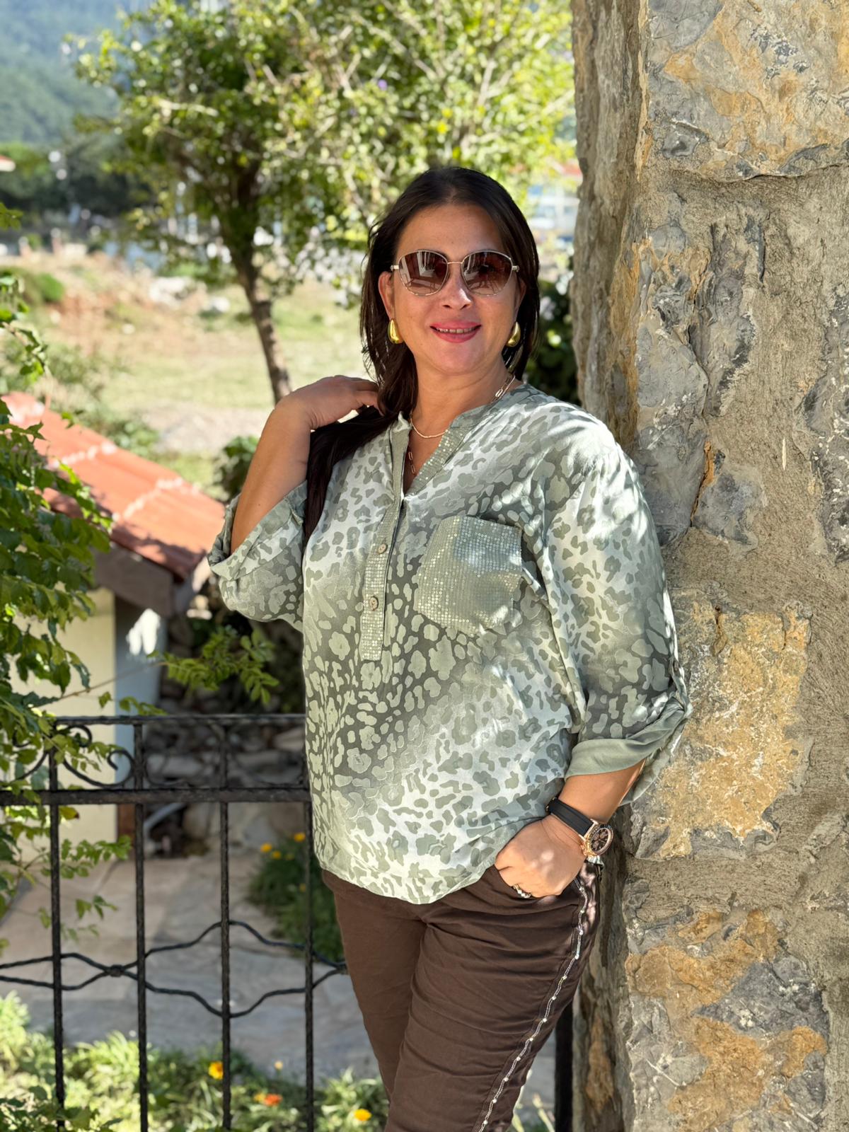 YG2095 İtalyan Coton Bluz Yeşil