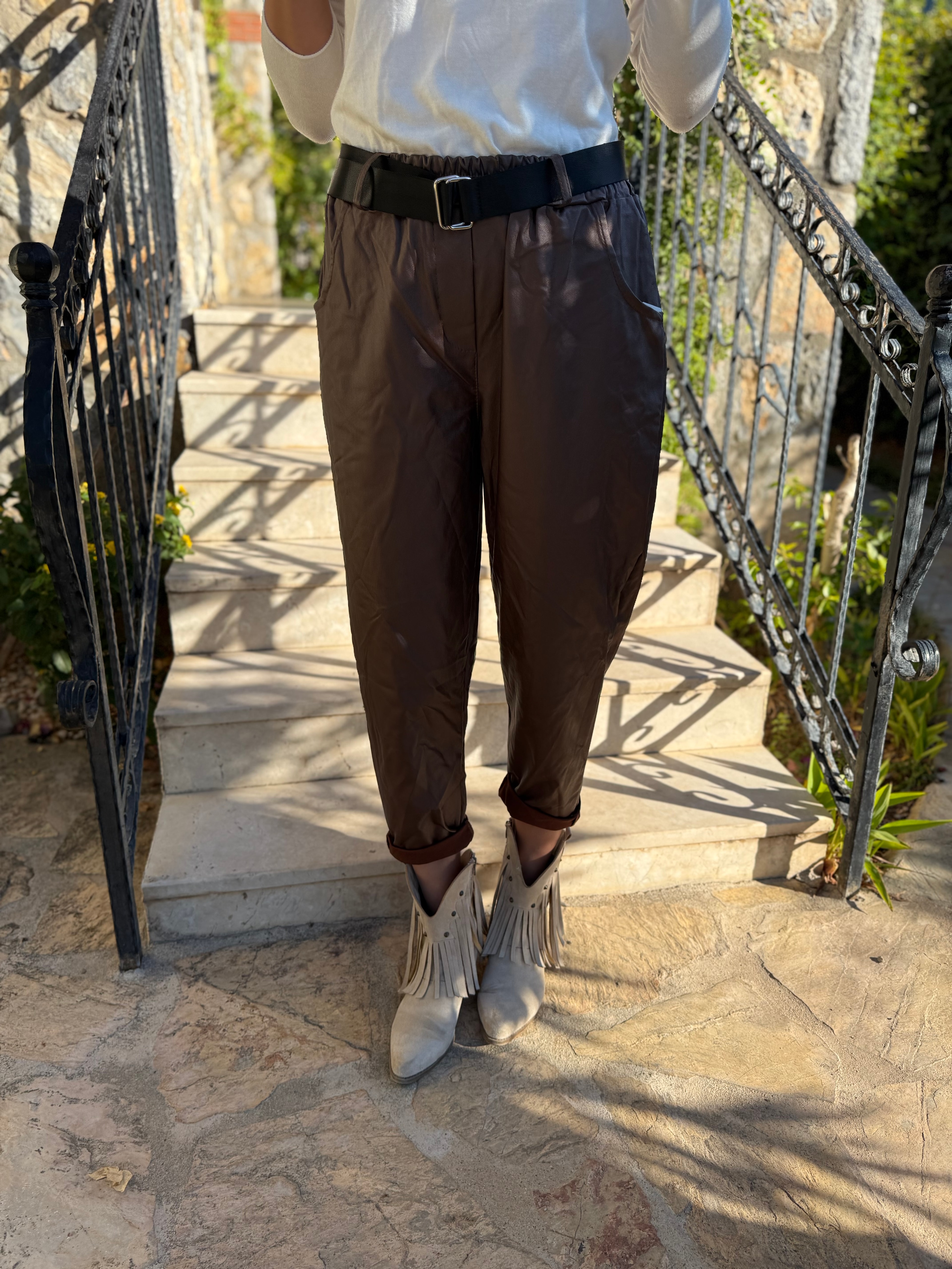 NC8600 İtalyan Deri Pantolon Kahve