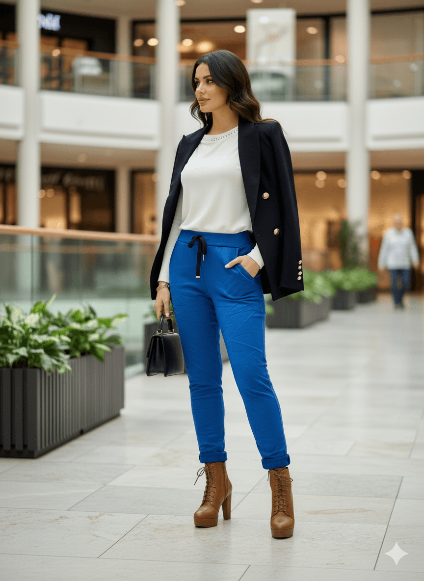 LS57110 İtalyan Süet Pantolon Saks