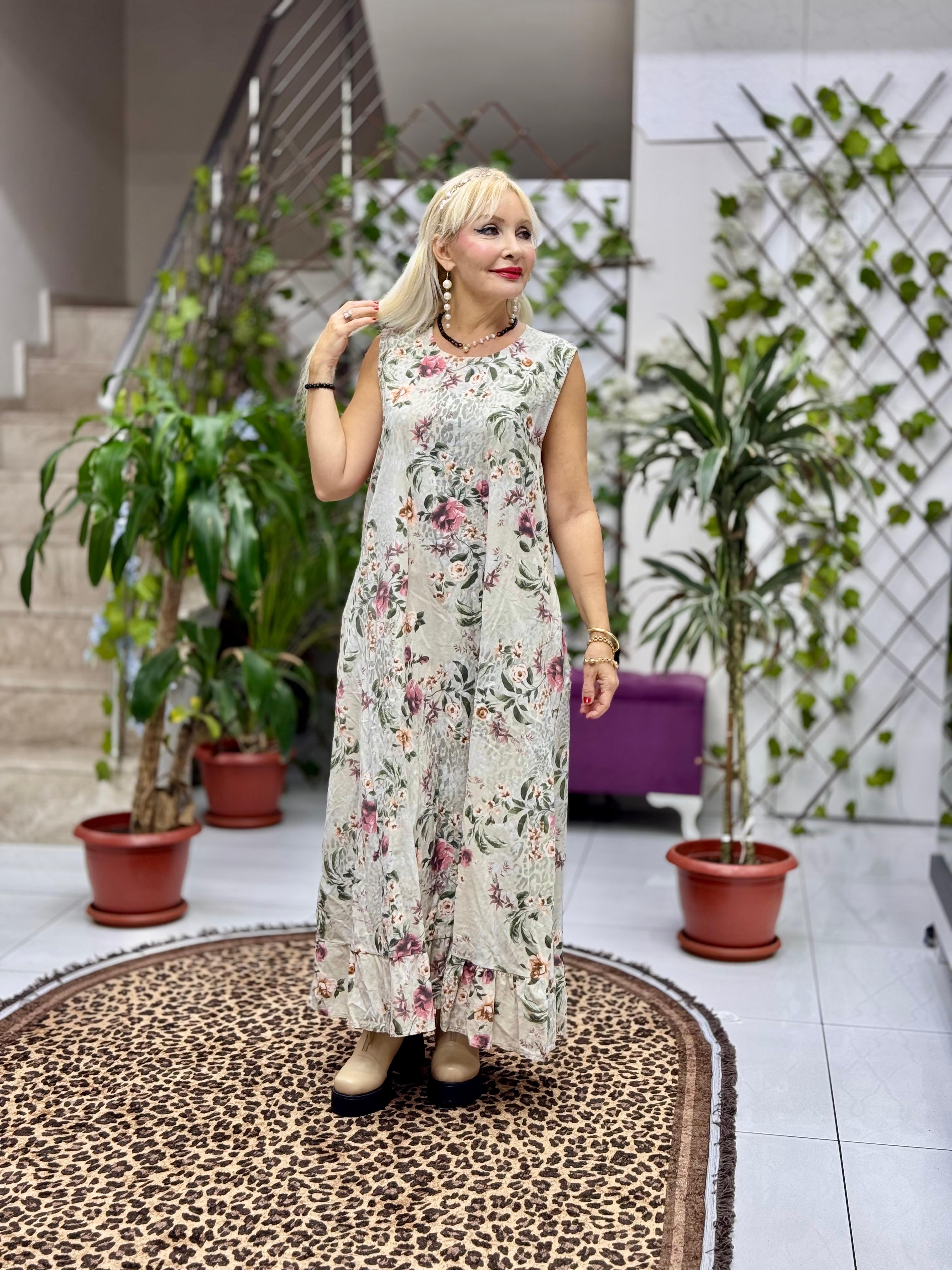 NC25001 İtalyan Kadife Çiçekli Elbise Ceket Takım Krem