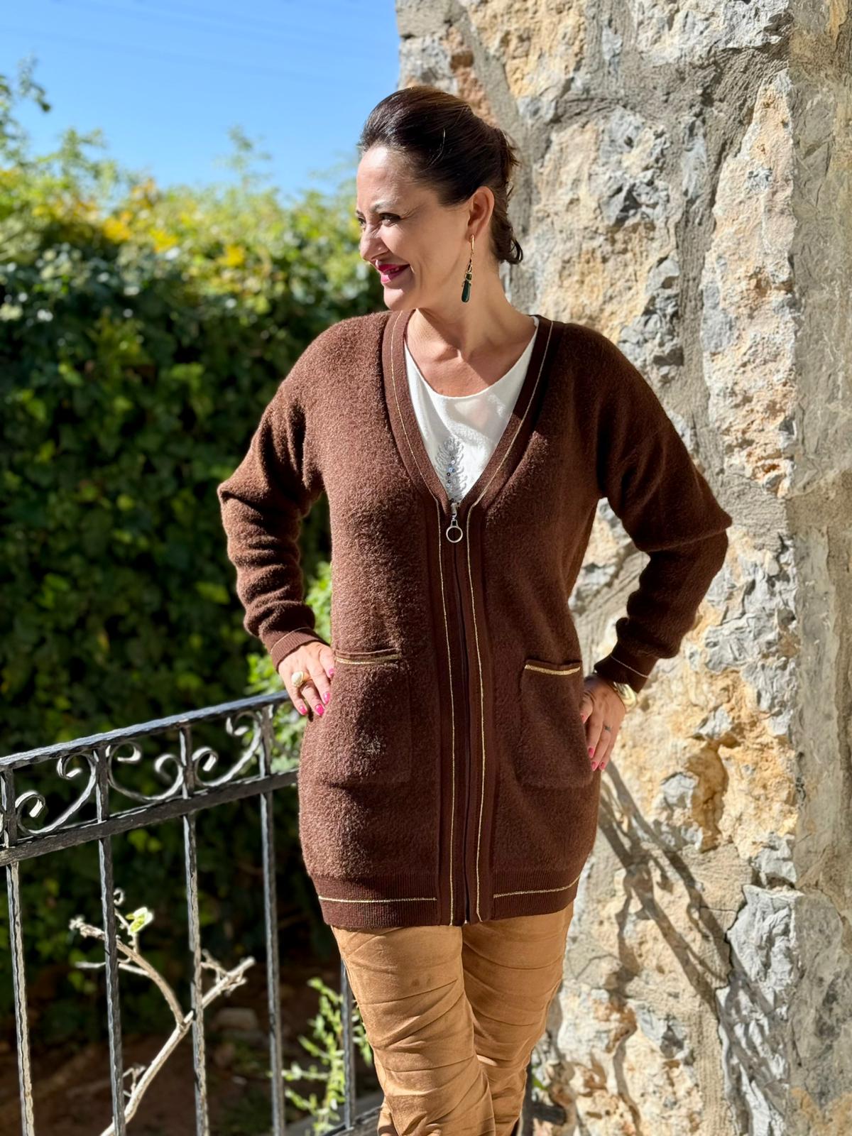 Sc2403 Jersey De Punto Lavado Marrón