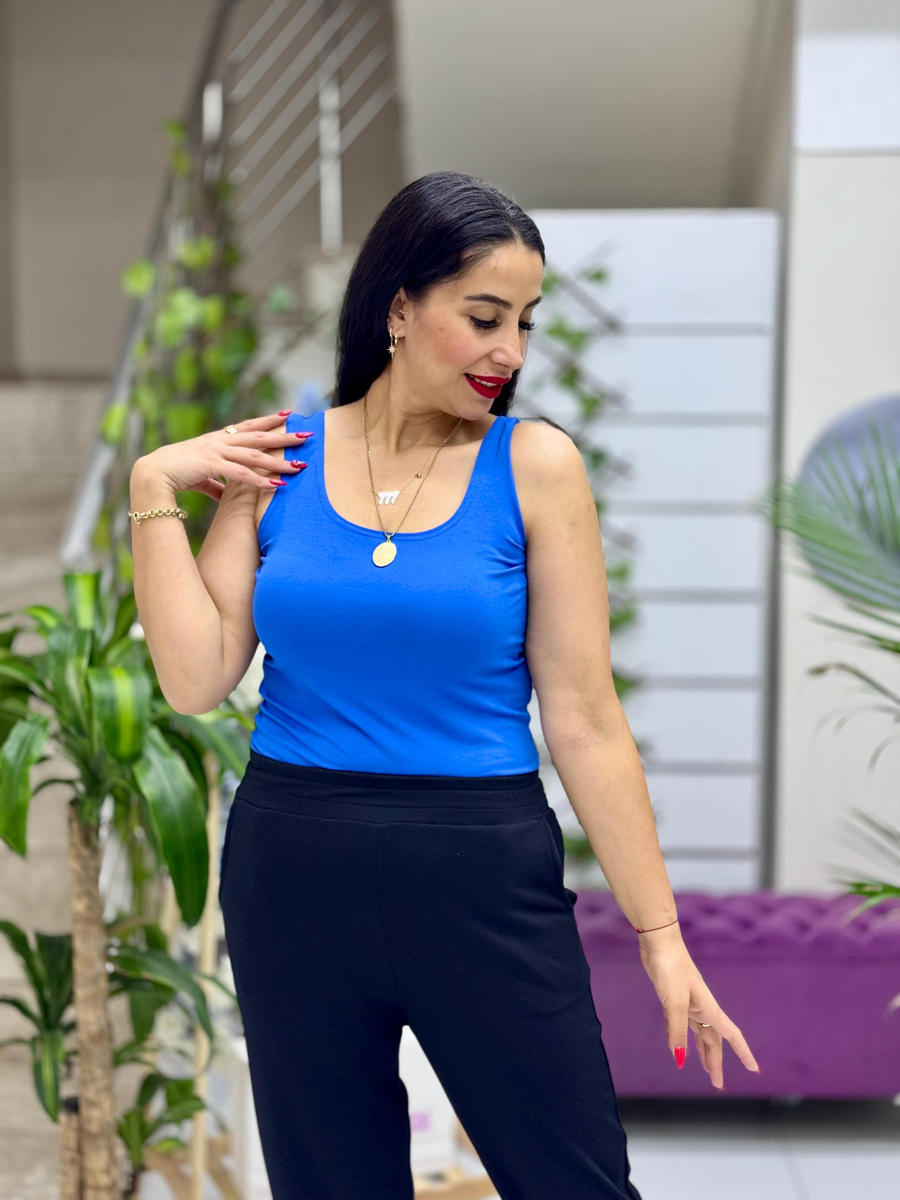 AY15100 Askılı Basic Penye Bluz Saks