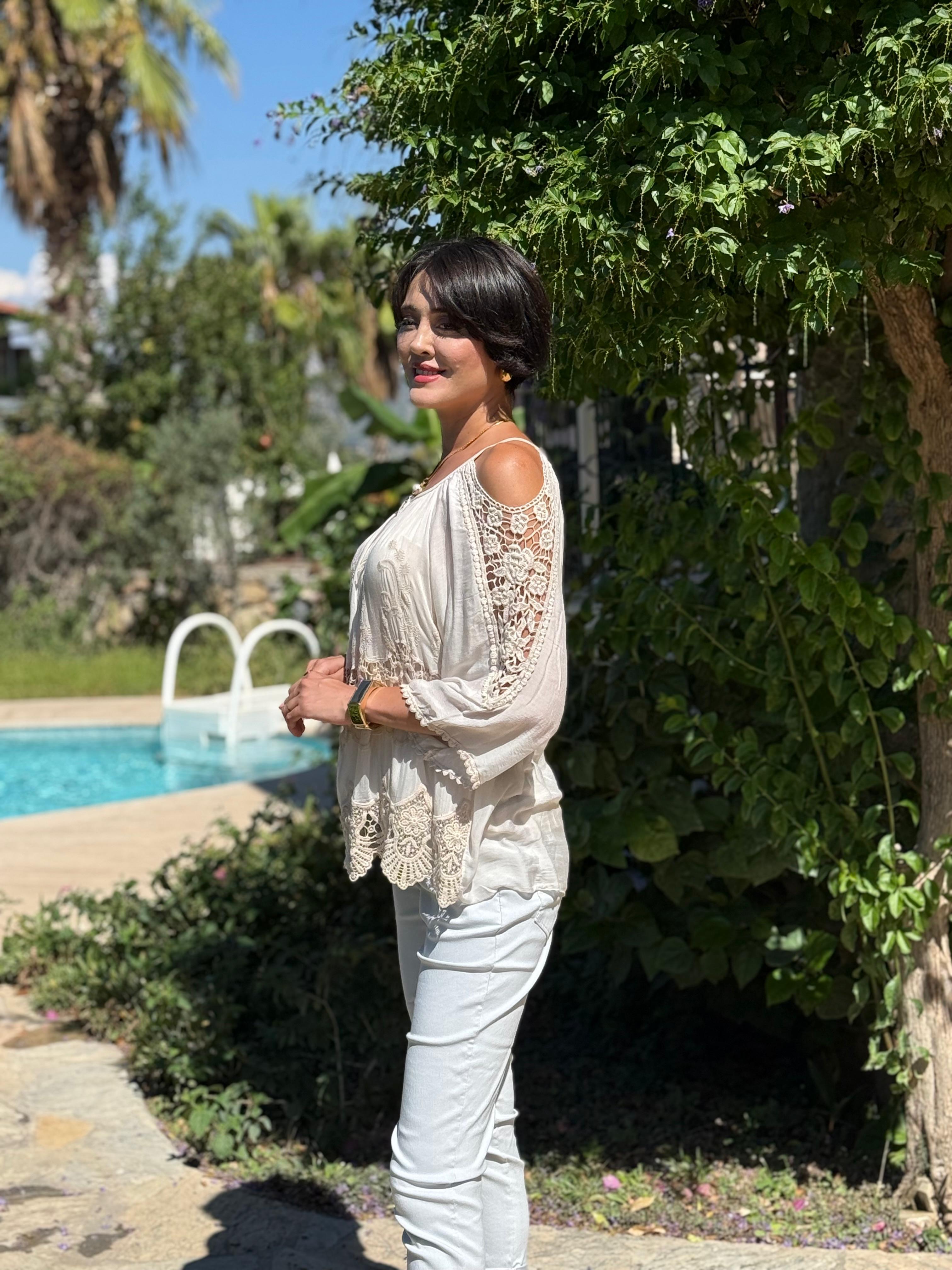 NC9740 İtalyan İpek Bluz Bej