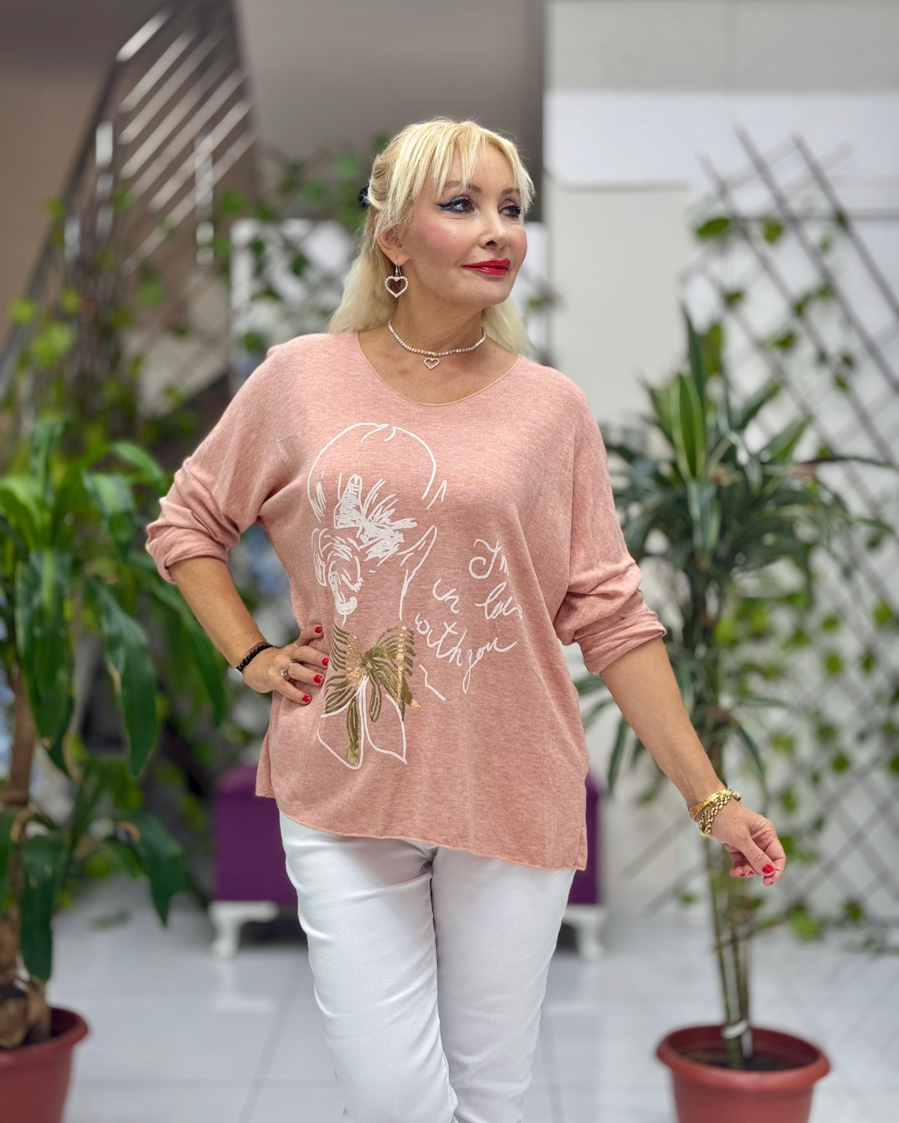 YG5810 Baskılı İtalyan Triko Bluz YavruAğzı