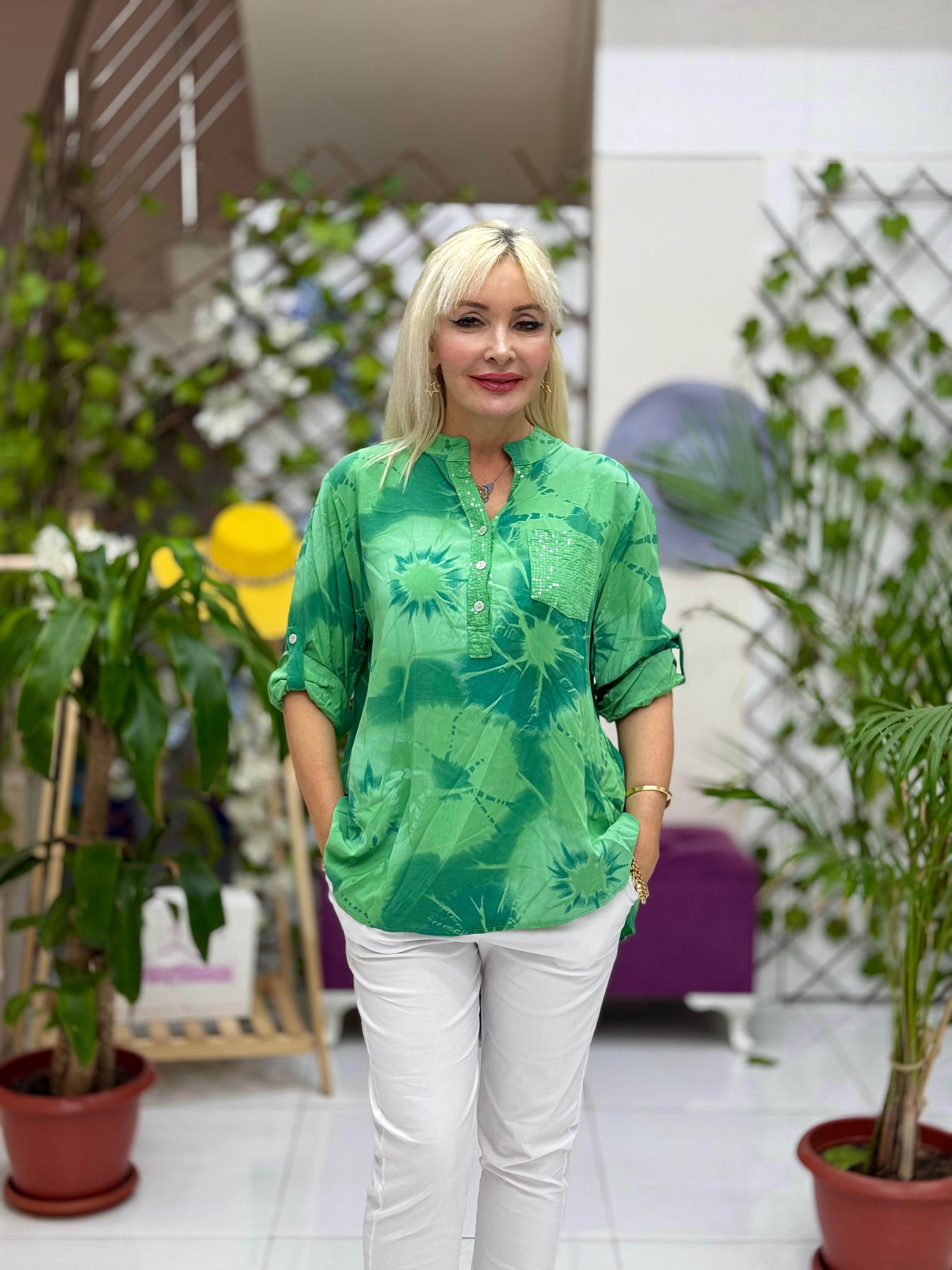 NC15420 İtalyan Coton Bluz Yeşil
