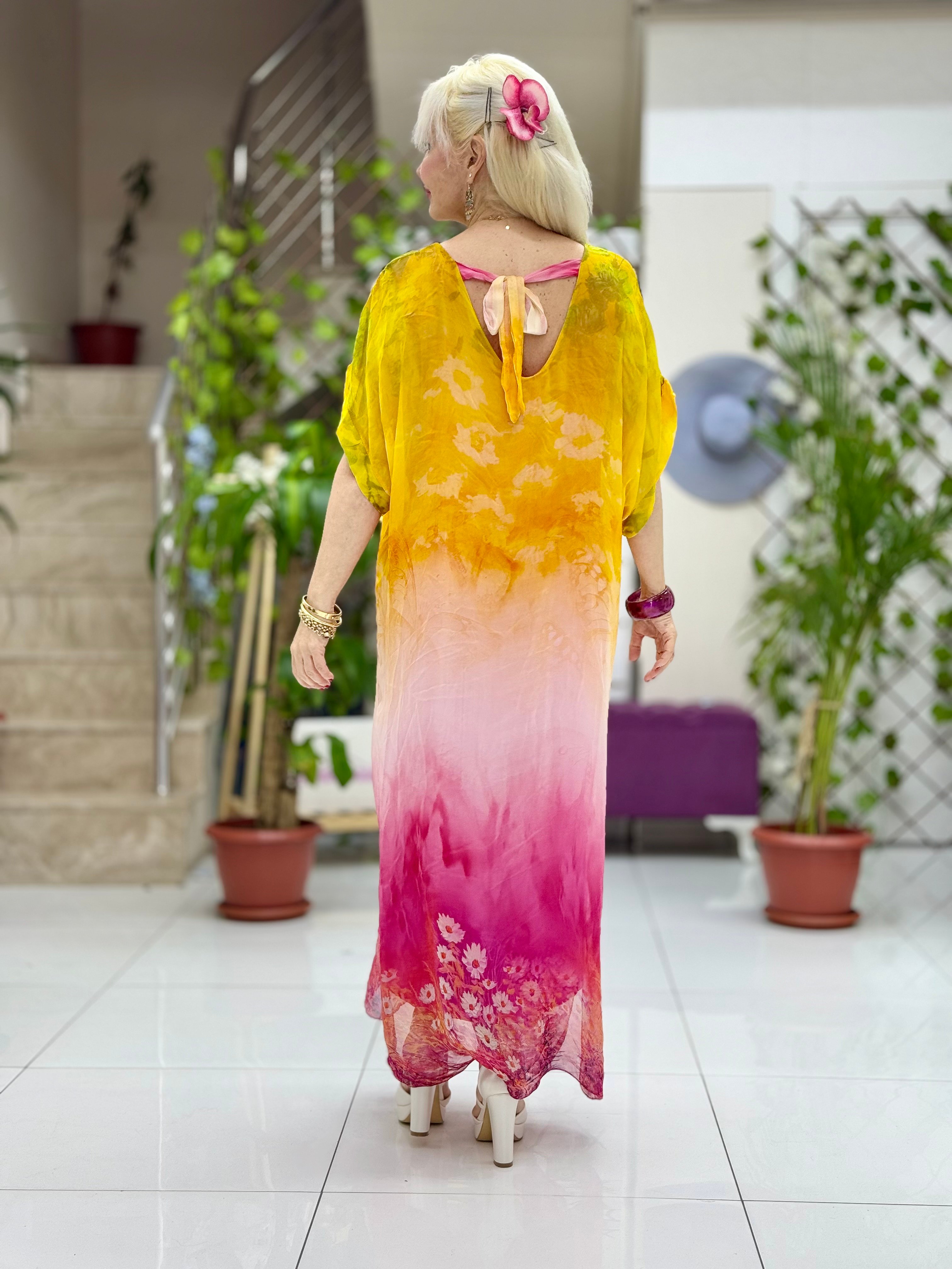 YG206431 İtalyan İpek Elbise Pembe