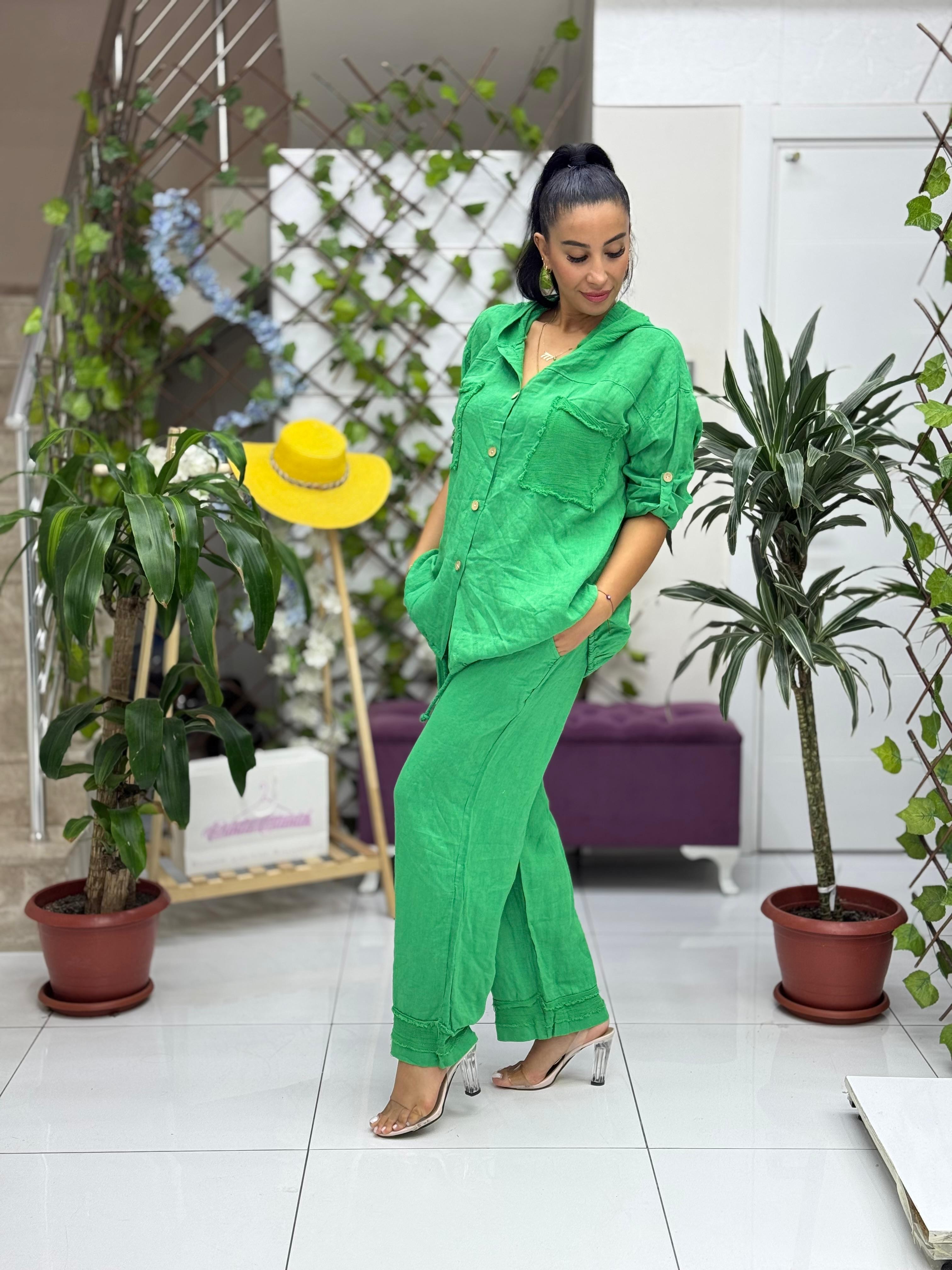 N10661 Traje Italiano Lino Ciruela