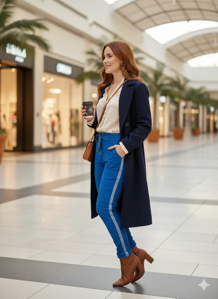 P18401 İtalyan Şeritli Kadife Pantolon İndigo