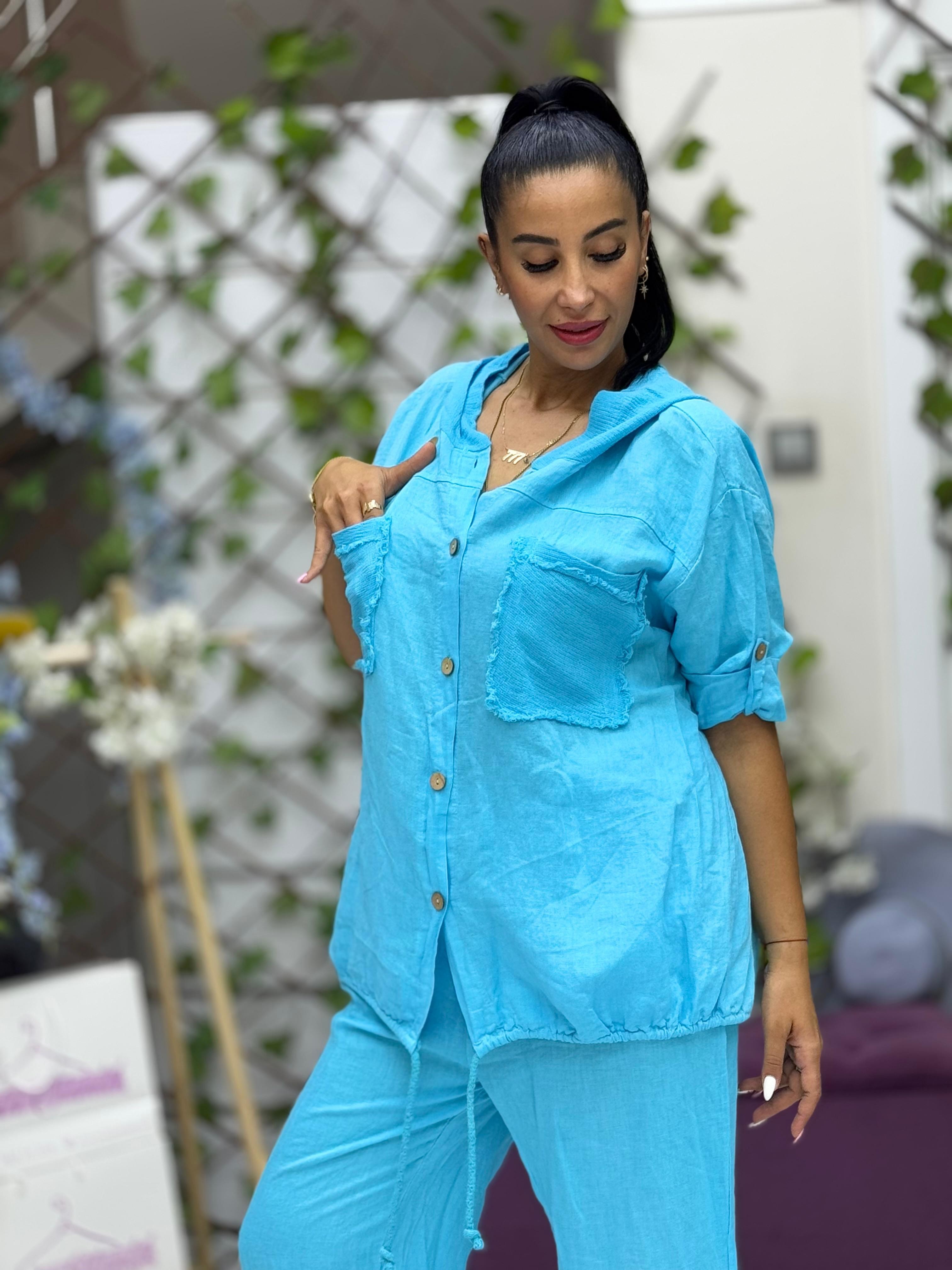 N10661 Traje Italiano Lino Ciruela