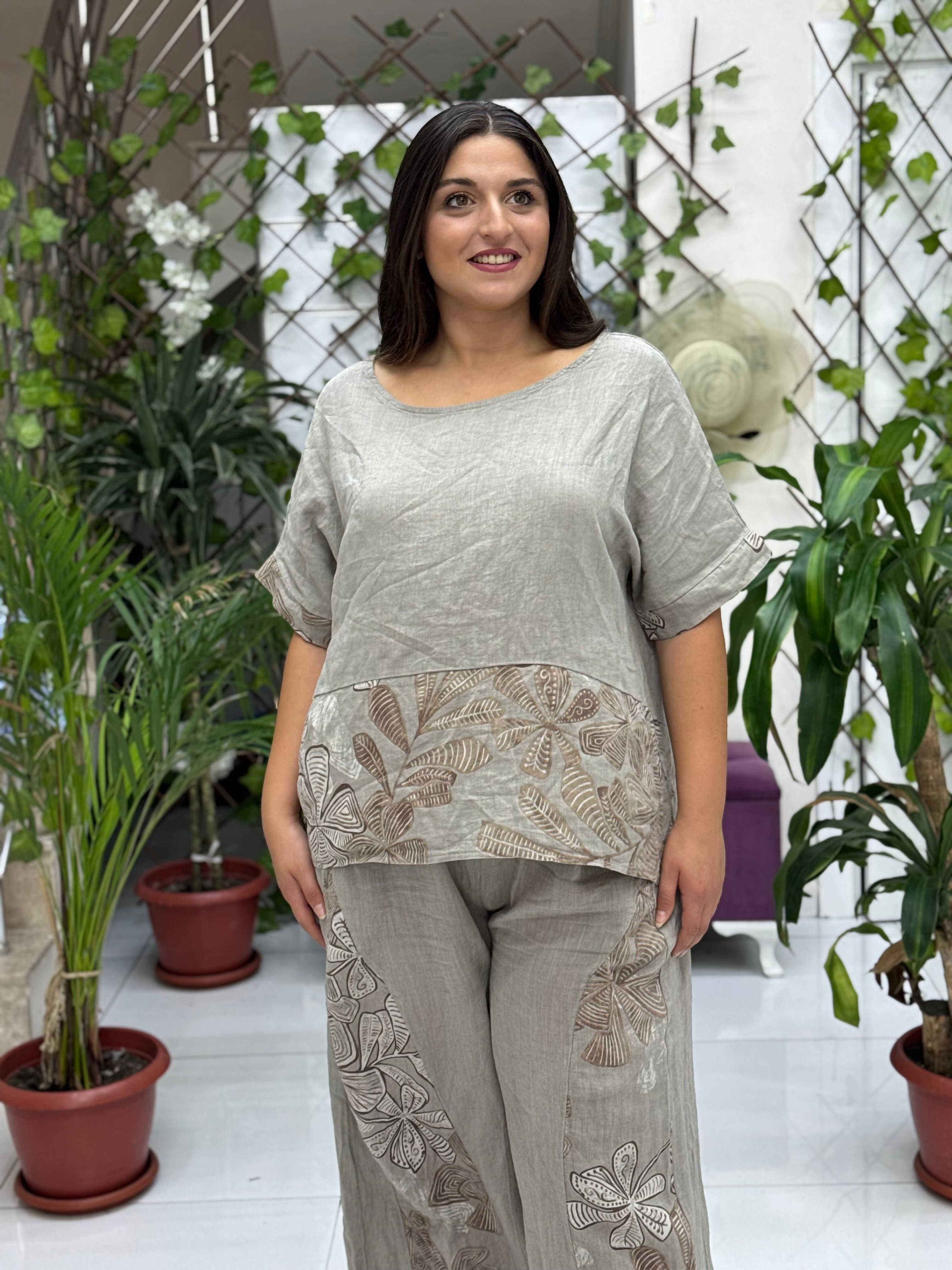 N10661 Traje Italiano Lino Ciruela