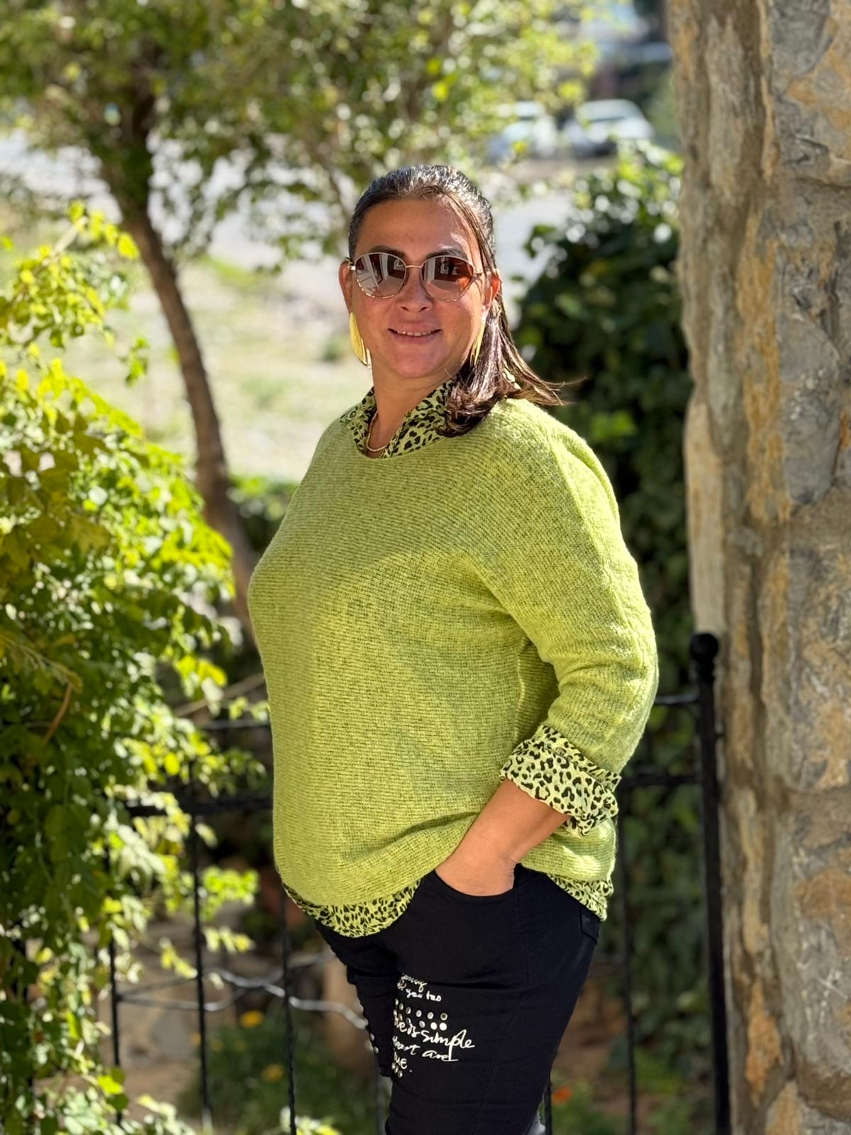 P6811 Prendas de punto con estampado de camuflaje Caqui