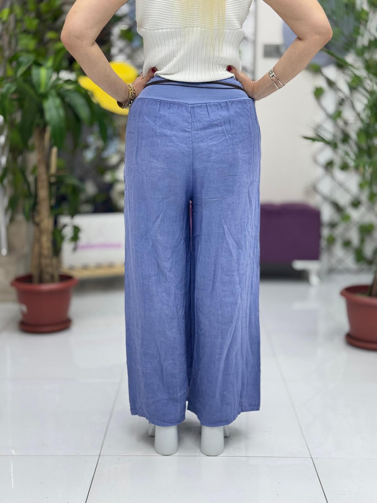 P3082 PANTALÓN LINO ITALIANO MARRÓN