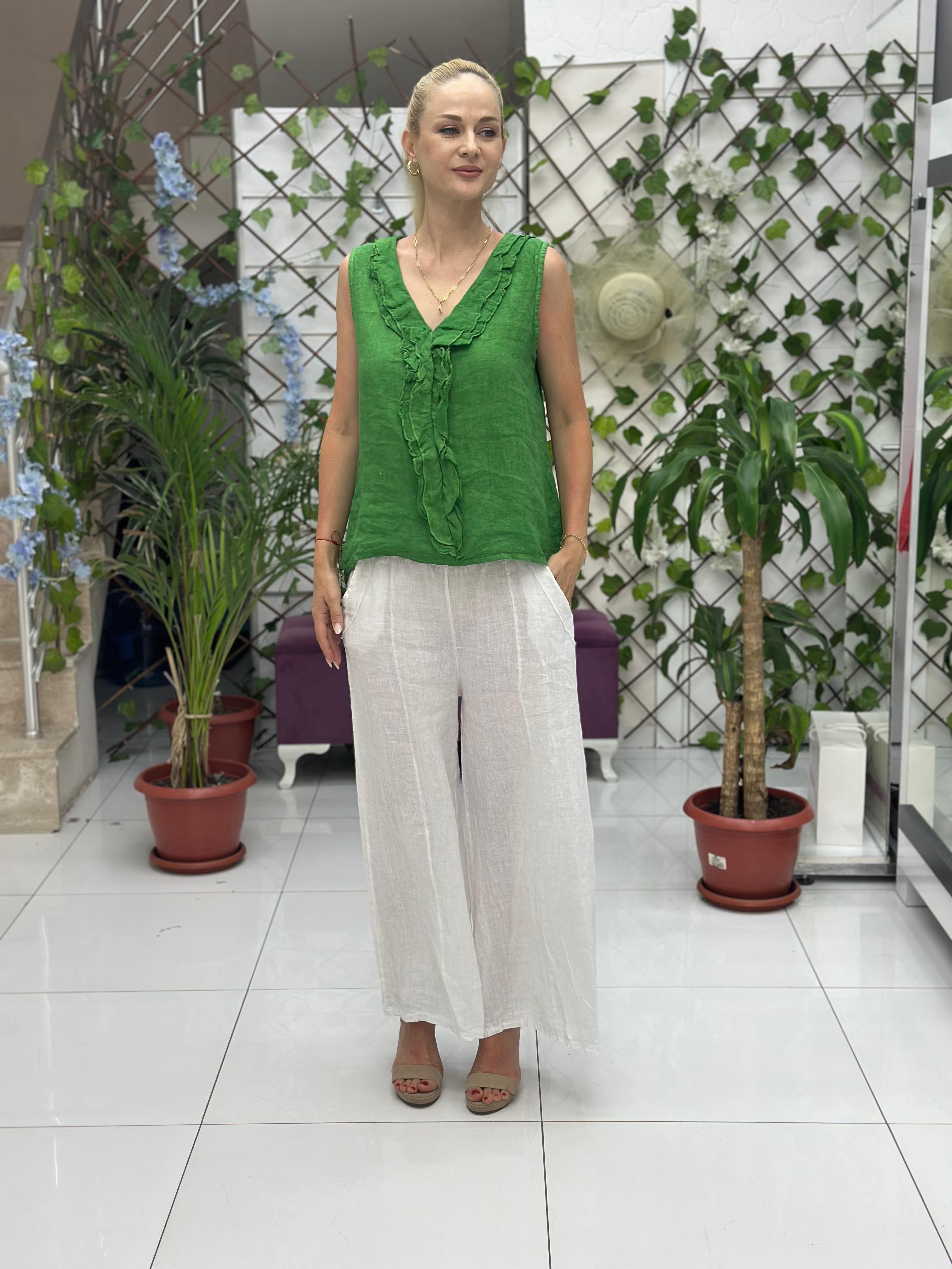 N23003 Blusa Lino Algodón Italiano Visón