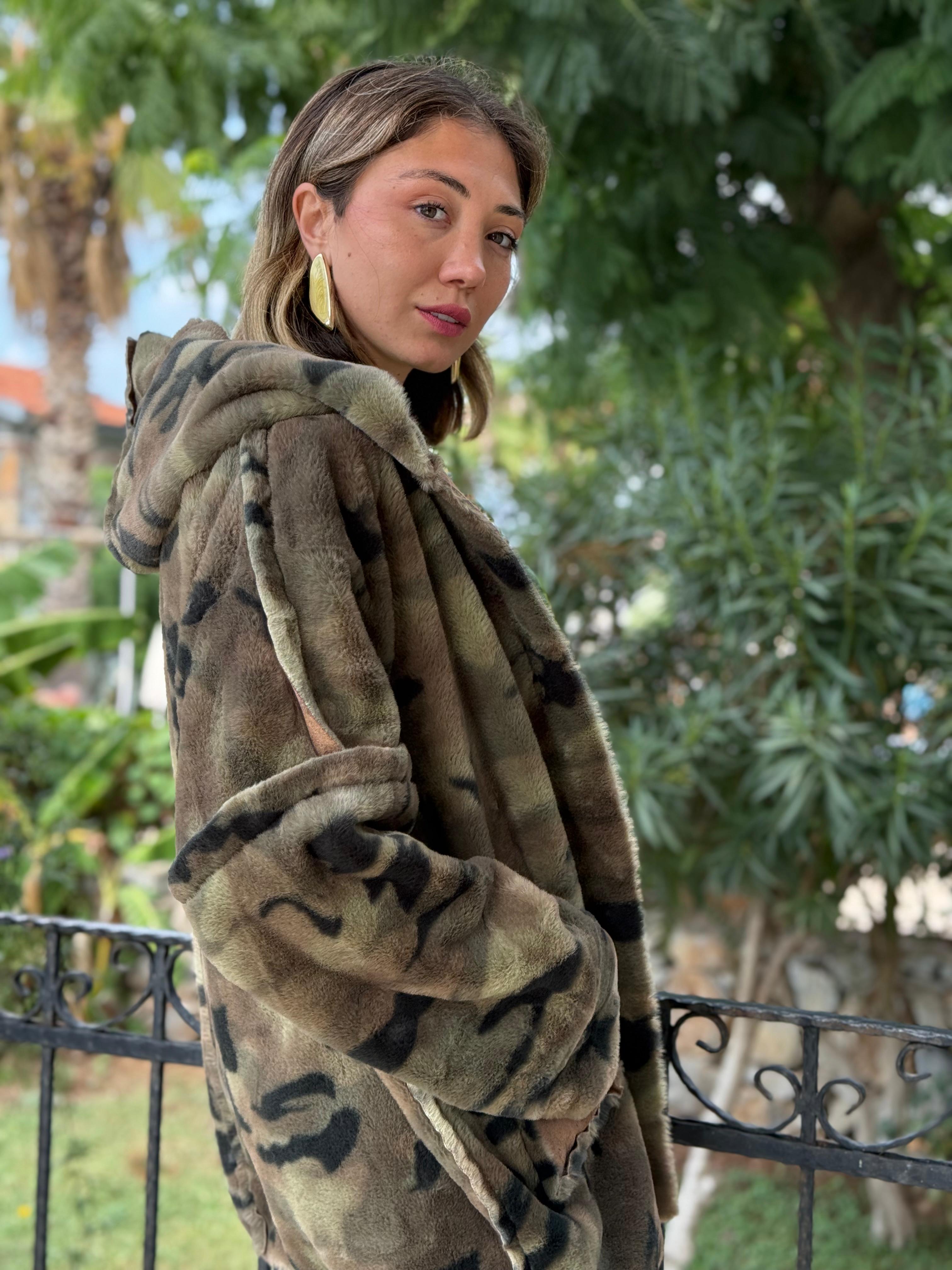 LS1729 İtalyan Önü Açık Çift Taraflı Nubuk Kısa Kaban Camel