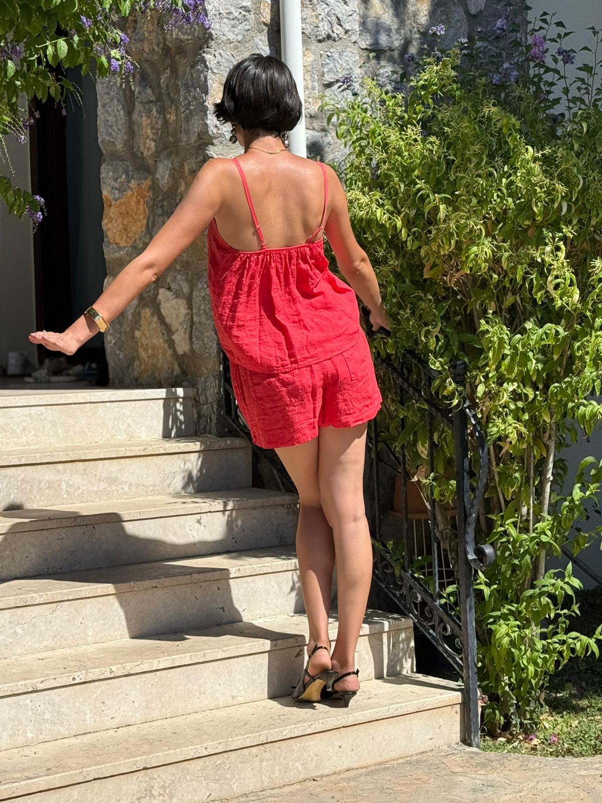 N10661 Traje Italiano Lino Ciruela