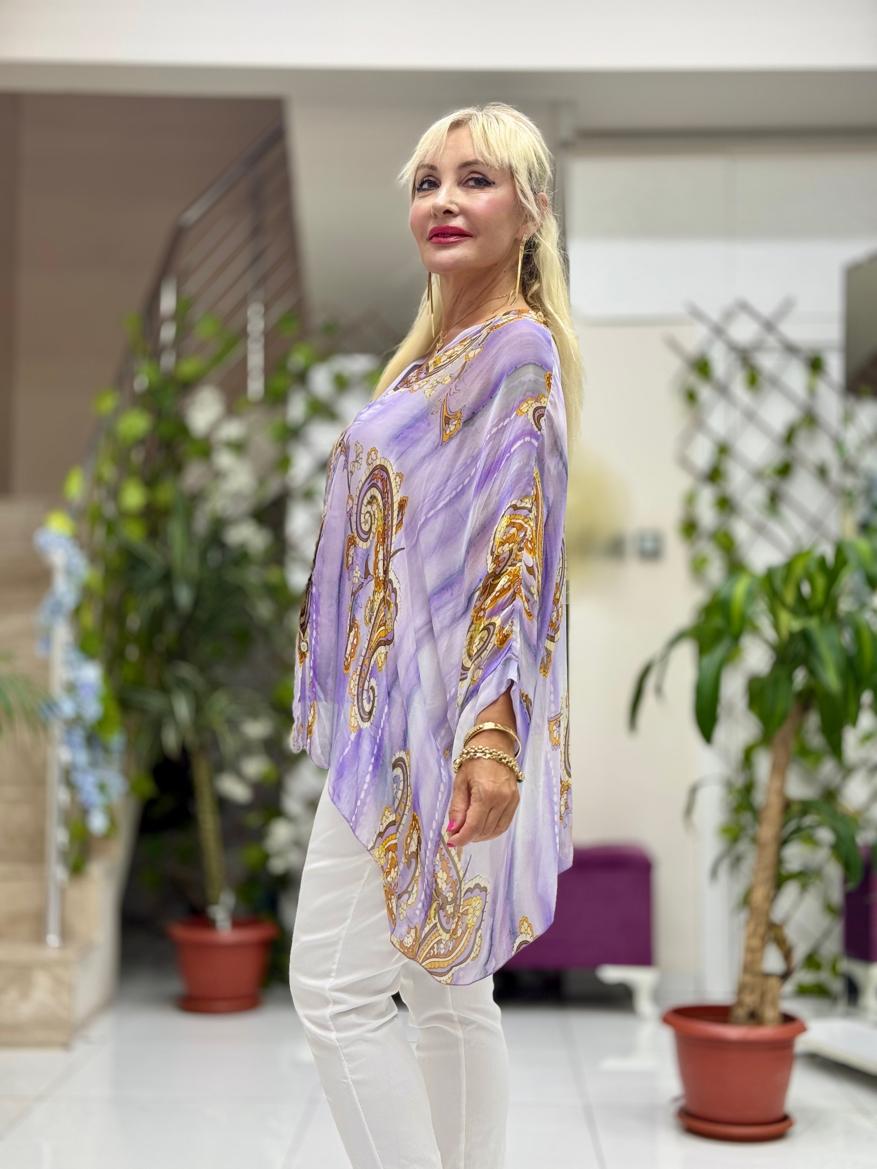 Nb502001 İtalyan İpek Bluz Lila
