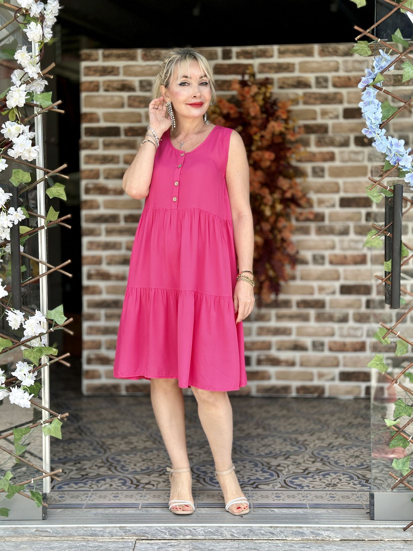 Y10887 Bodrum Elbise Pembe