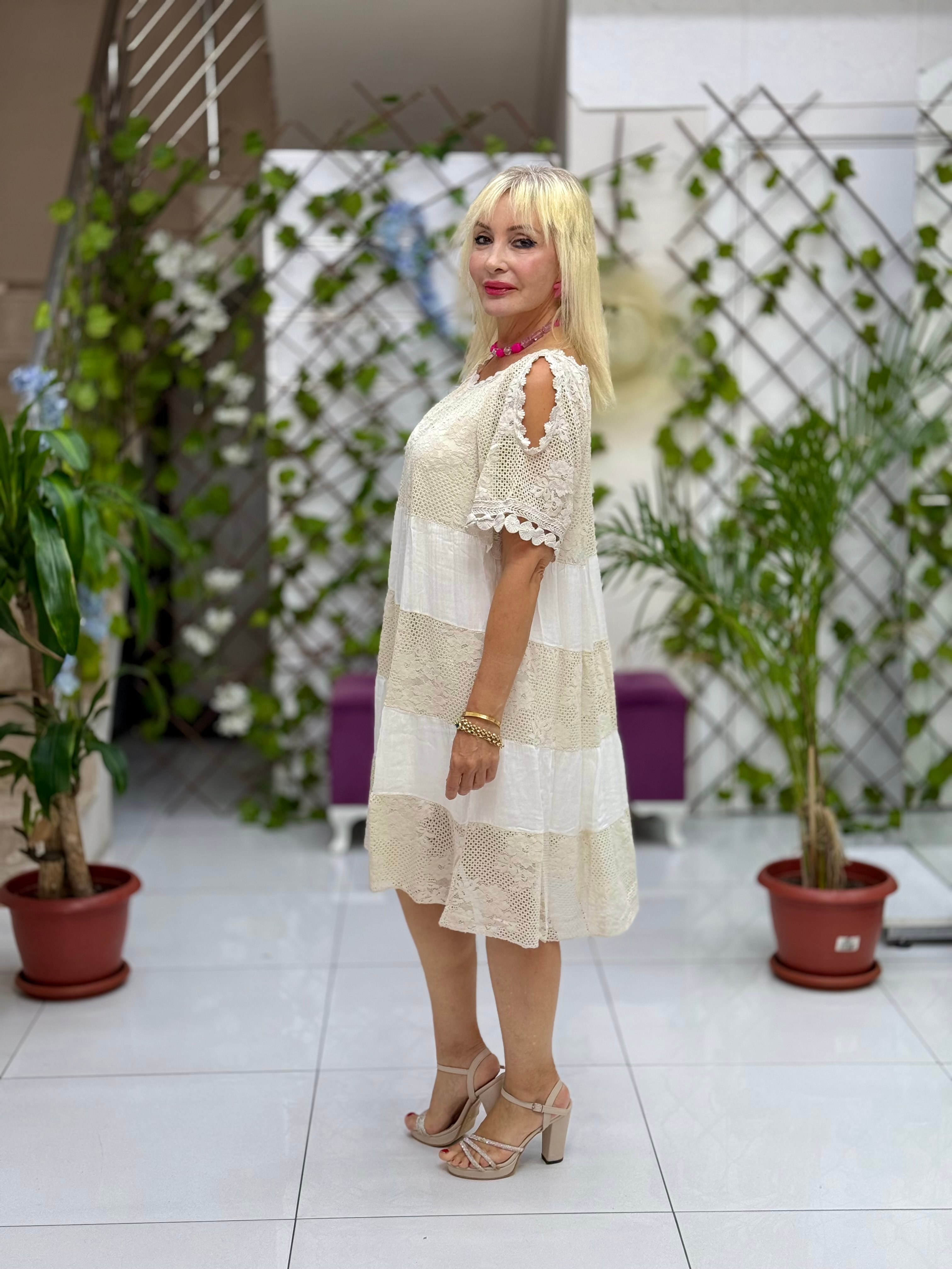 N20725 Vestido de algodón italiano Rosa