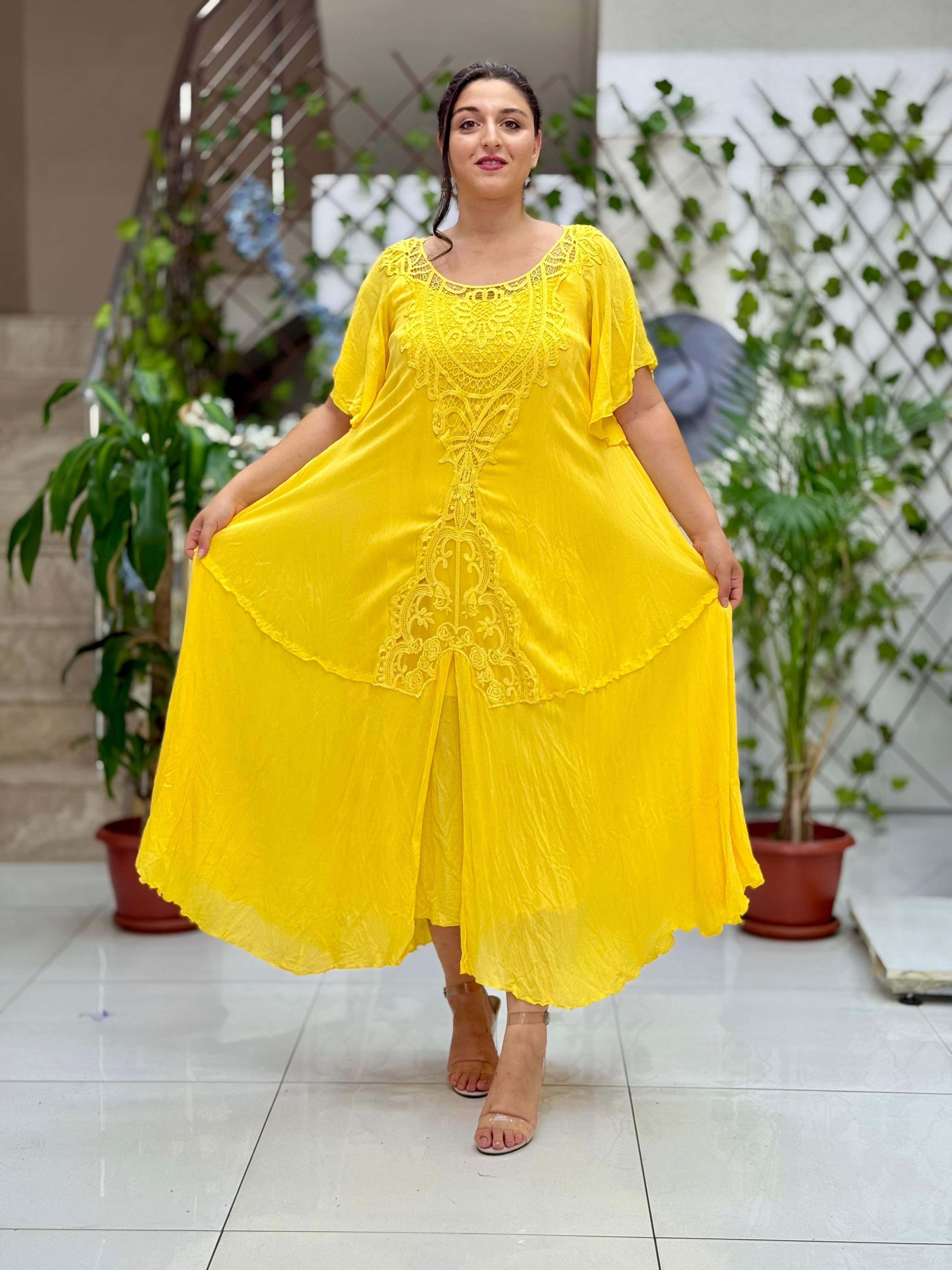 VL1420 Hürrem Vual Elbise Sarı
