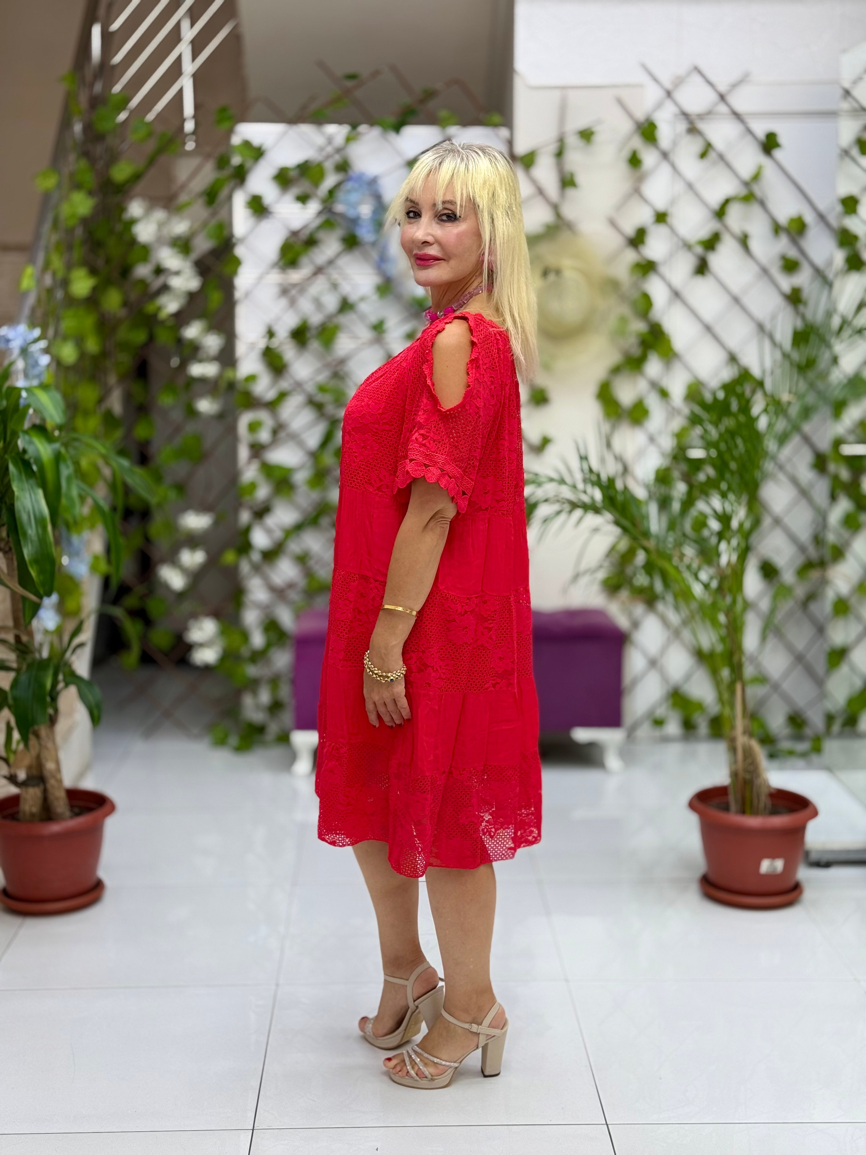 N20725 Vestido de algodón italiano Rosa