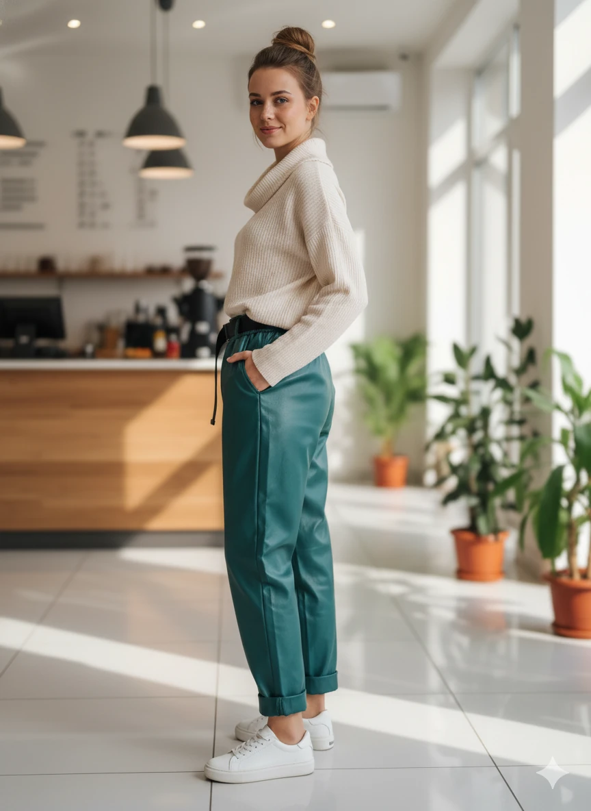 NC8600 İtalyan Deri Pantolon Petrol