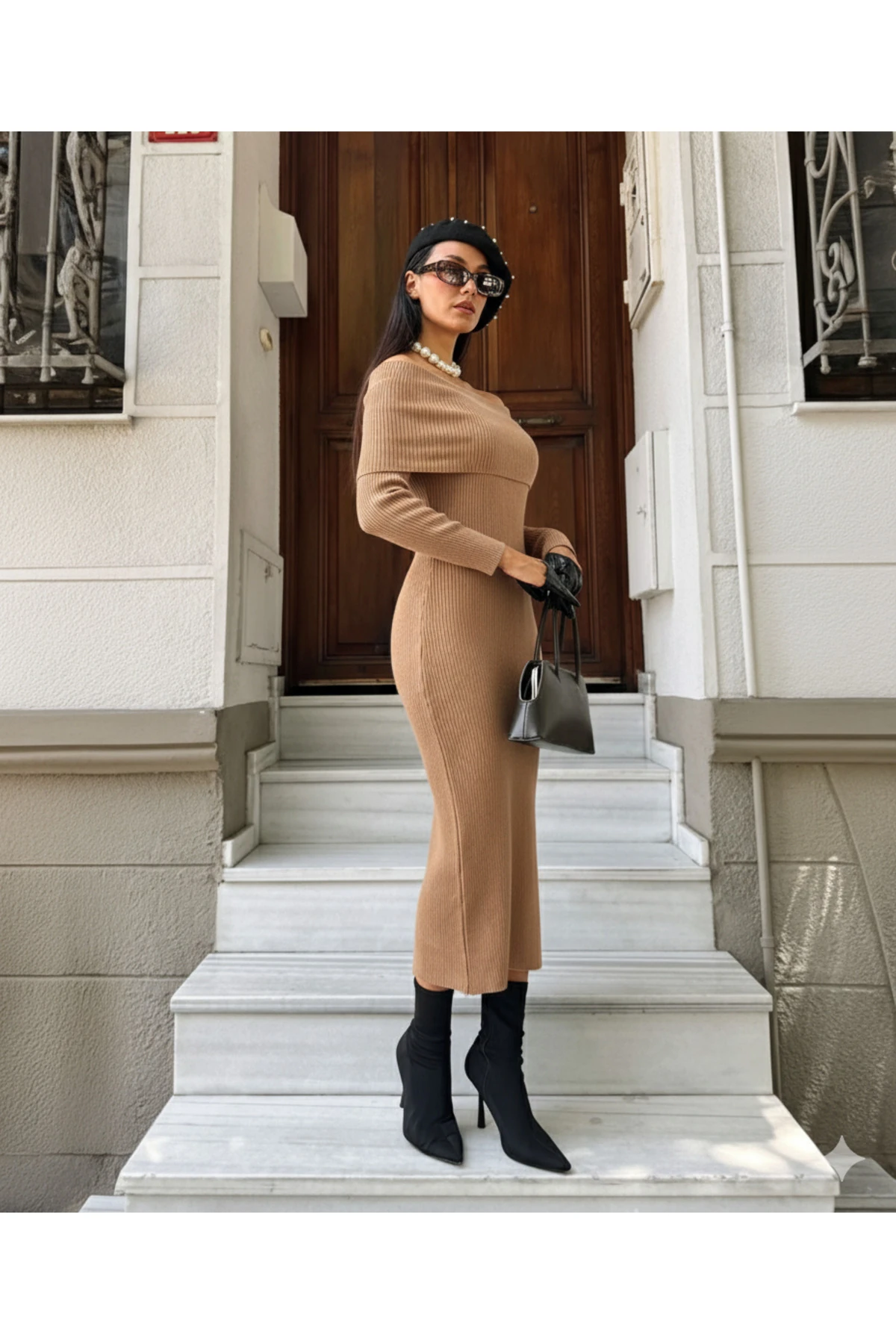 Omuz Açık Fitilli Triko Elbise – Butik Koleksiyon