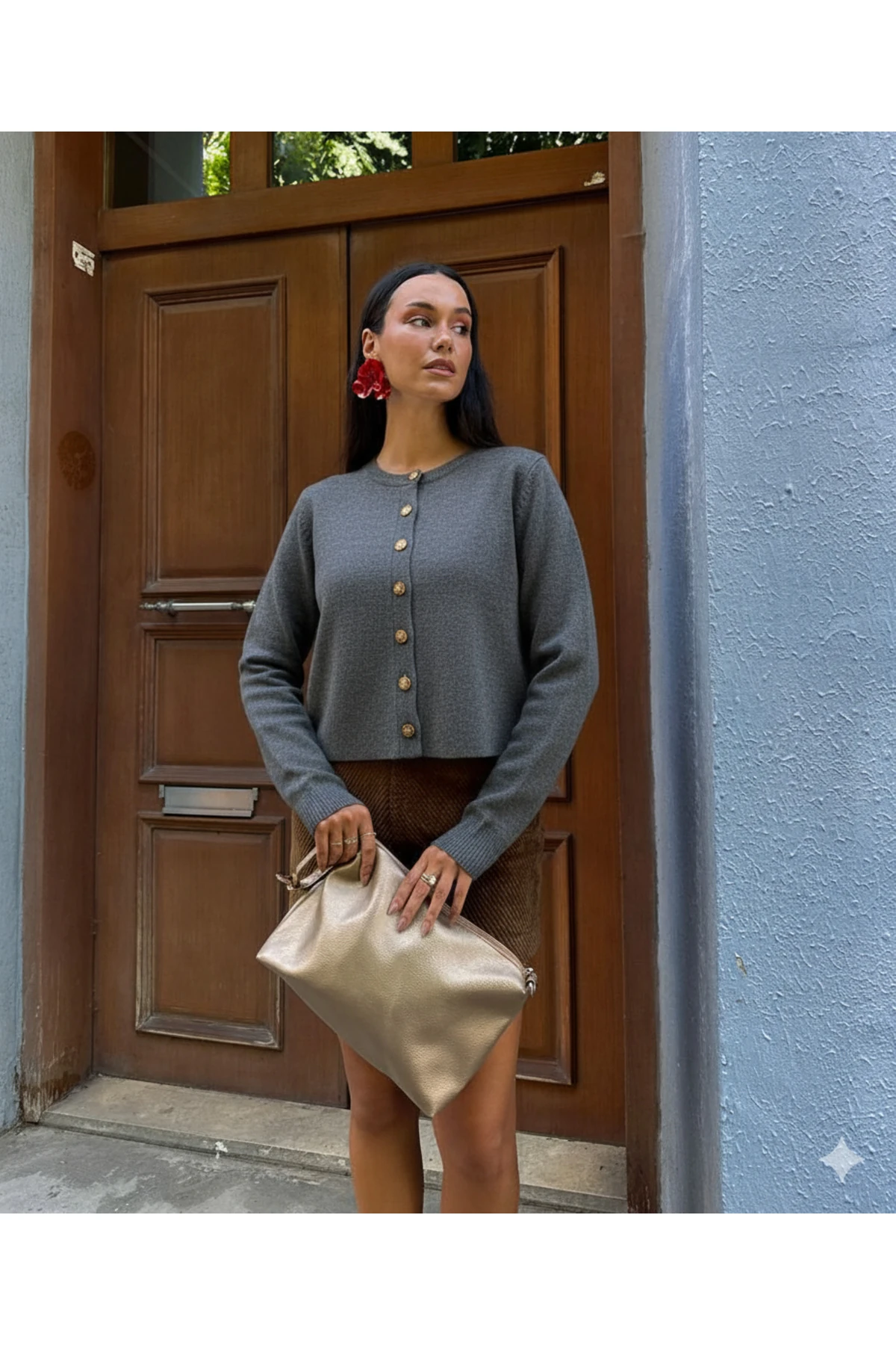 Düğmeli Triko Hırka – Kalın Örgü, Butik Koleksiyon