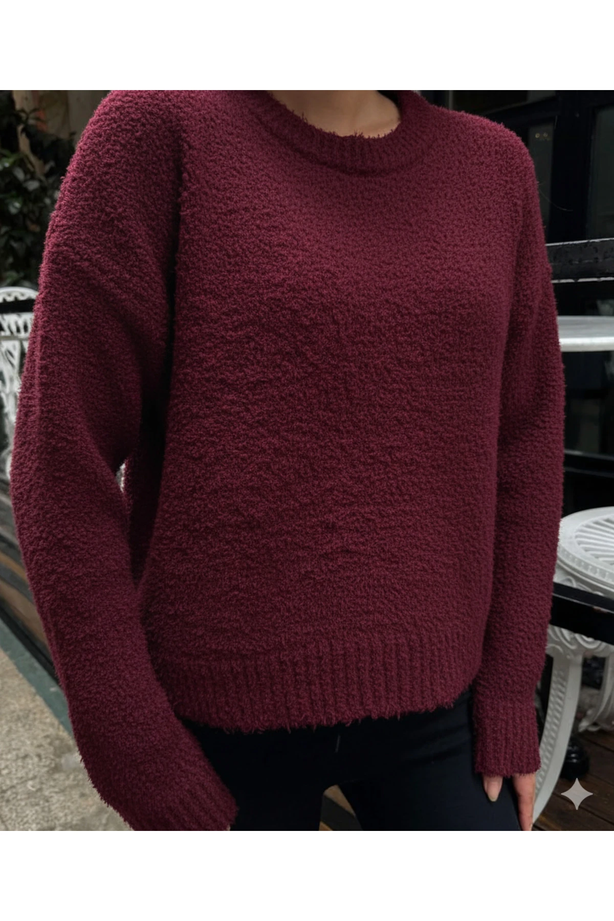 Dokulu Bukle Triko Kazak – Butik Koleksiyon