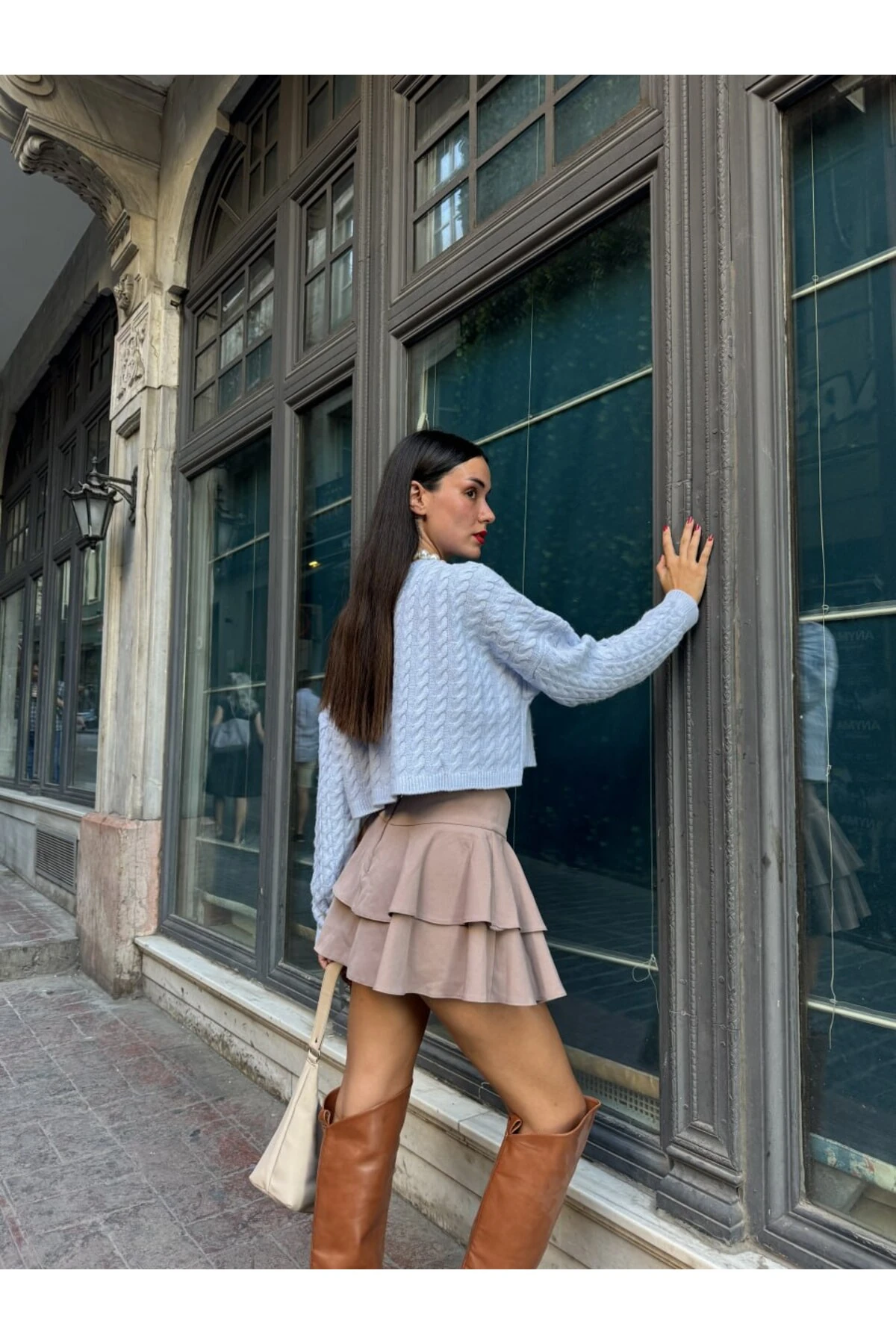 Kablo Örgü Crop Triko Kazak – Butik Koleksiyon