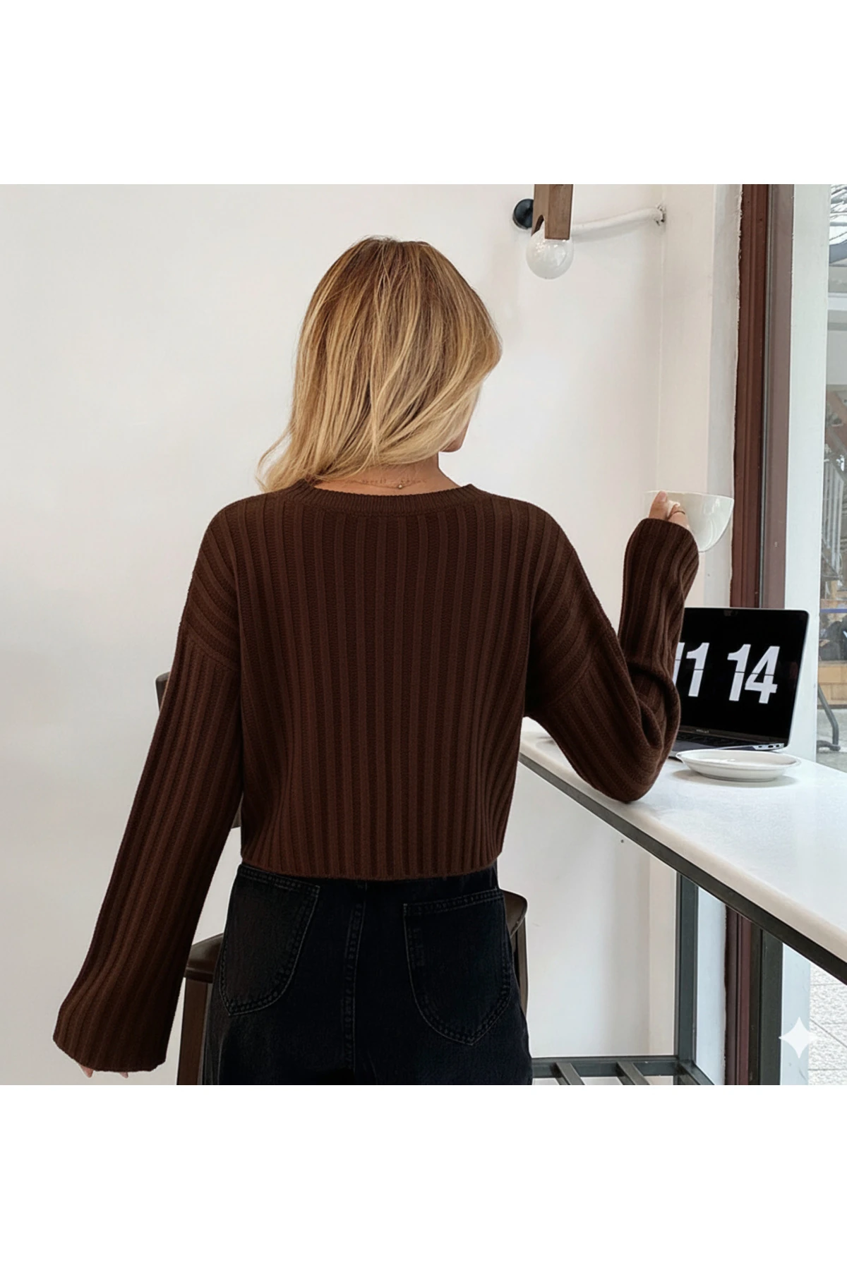 Bağcıklı Fitilli Crop Triko Kazak – Butik Koleksiyon