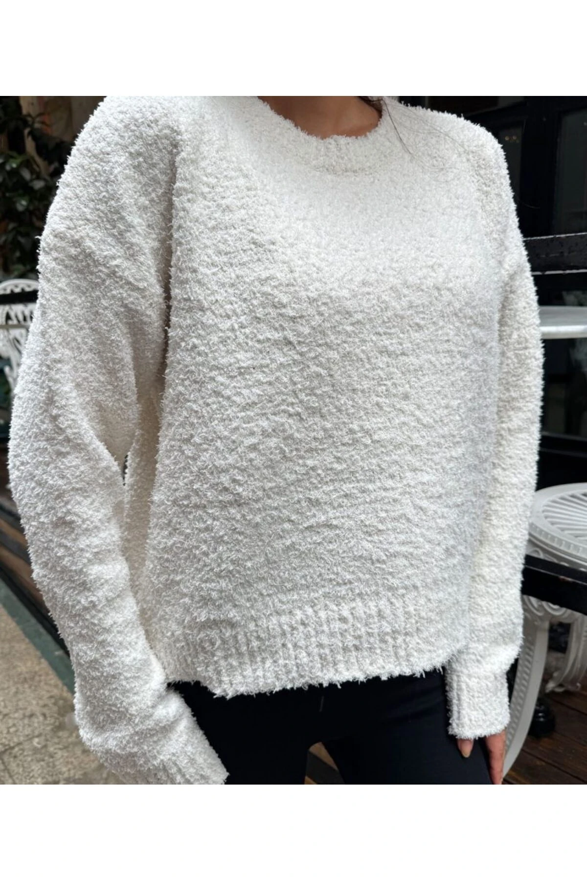 Dokulu Bukle Triko Kazak – Butik Koleksiyon