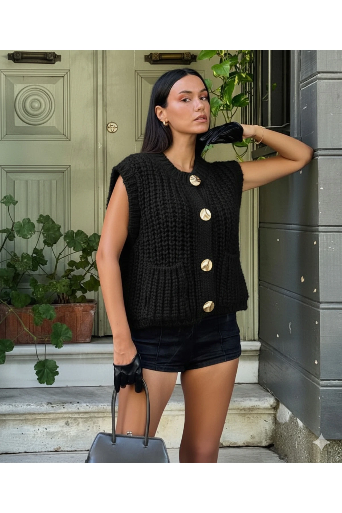 Düğmeli Kalın Örgü Triko Yelek – Premium Kadın Koleksiyonu