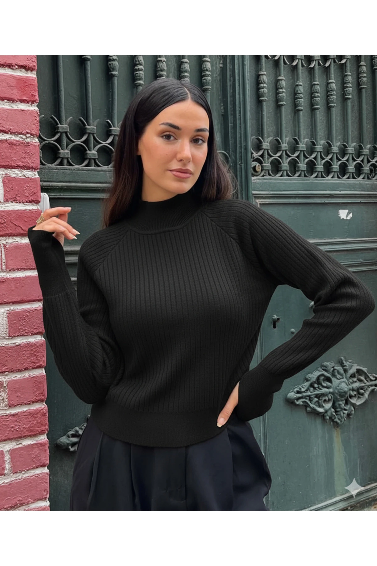 Boğazlı Uzun Kollu Fit Triko Kazak – Butik Koleksiyon