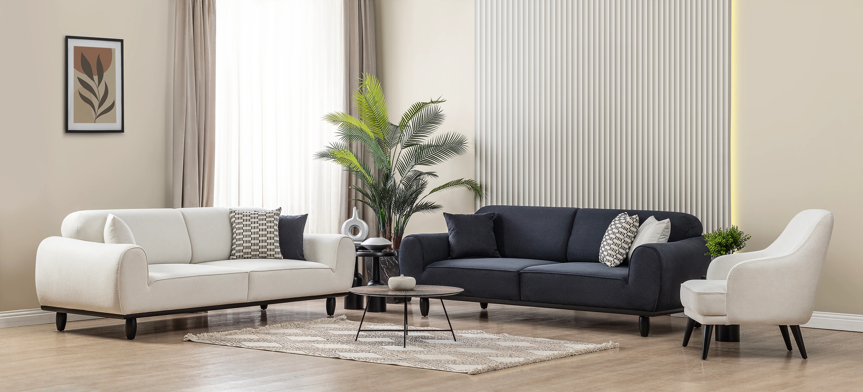 Bornova Siyah Ahşaplı Koltuk Takımı